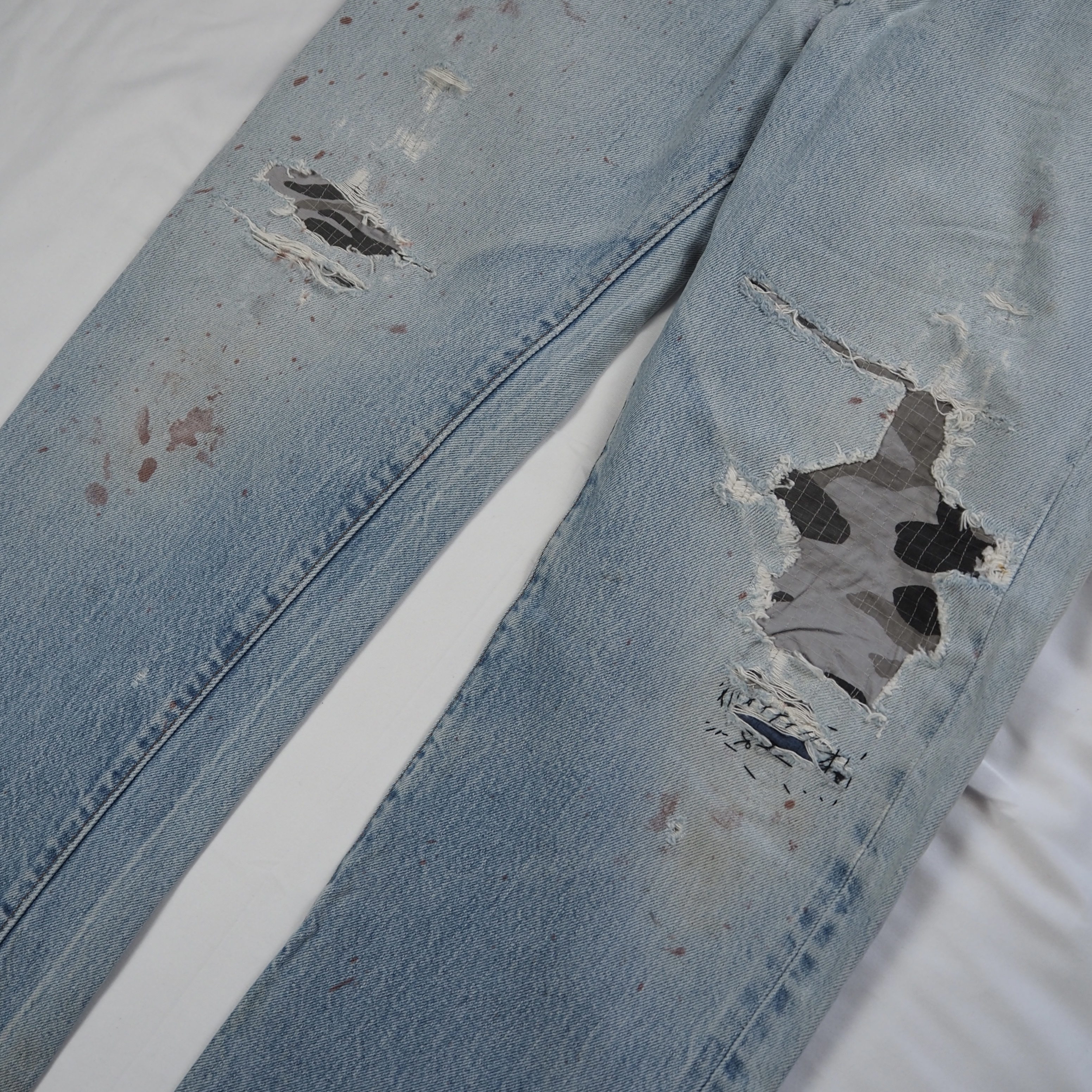 80’s Levi’s 501 赤耳 32×29程度 アイスブルー リペア の画像 5