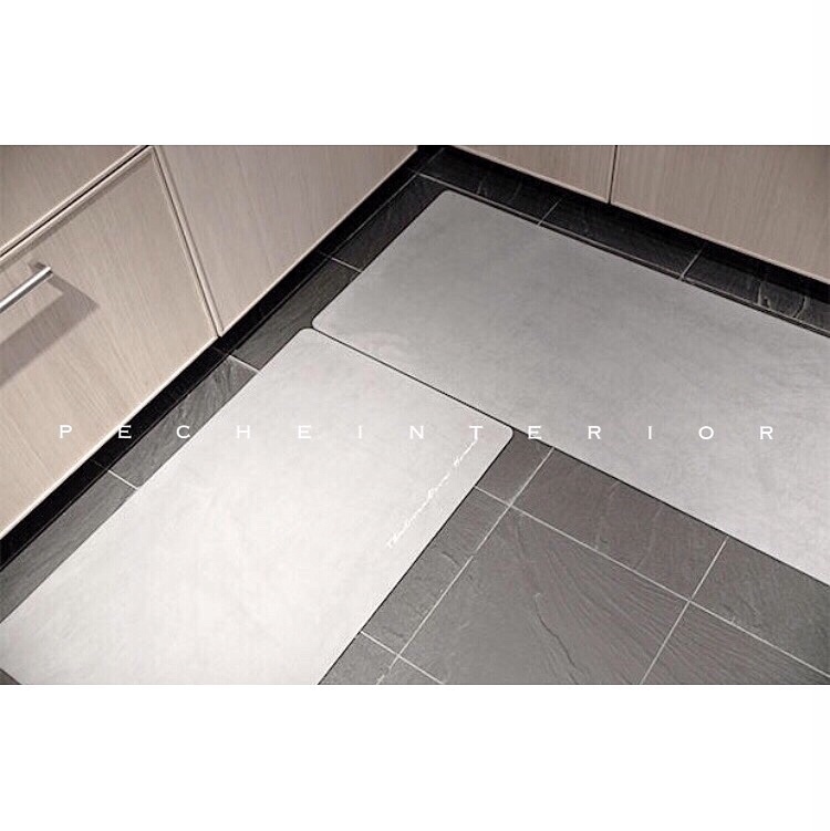 即納 キッチンマット ４５cm １２０cm ラグ グレー 玄関マット おしゃれ スエード 無地 モノトーン 北欧ナチュラル 雑貨 シンプル 長方形 韓国 カーペット 小物 Peche ペシェ