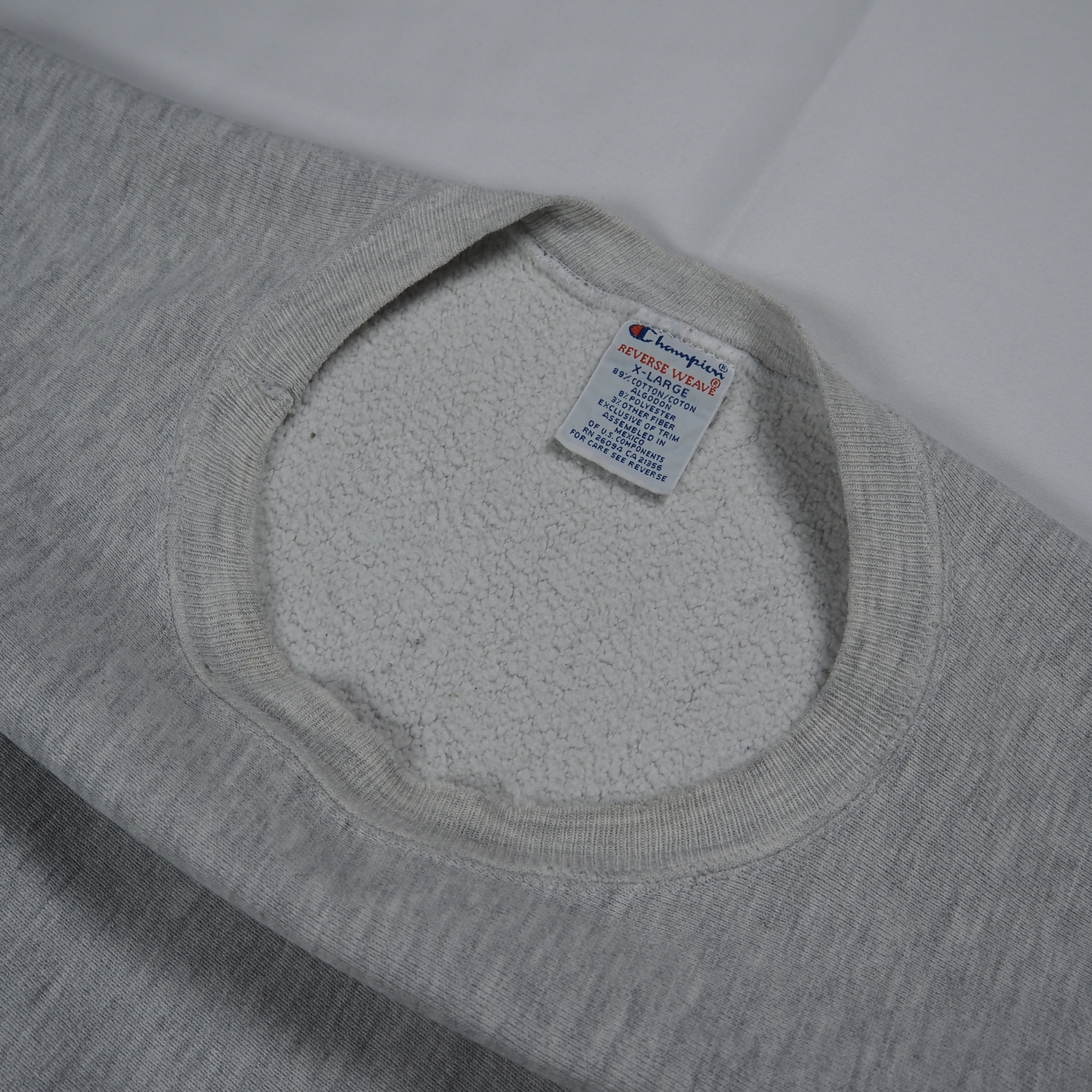 90’s Champion R.W. カラーネック グレー ワンポイント XL の画像 11