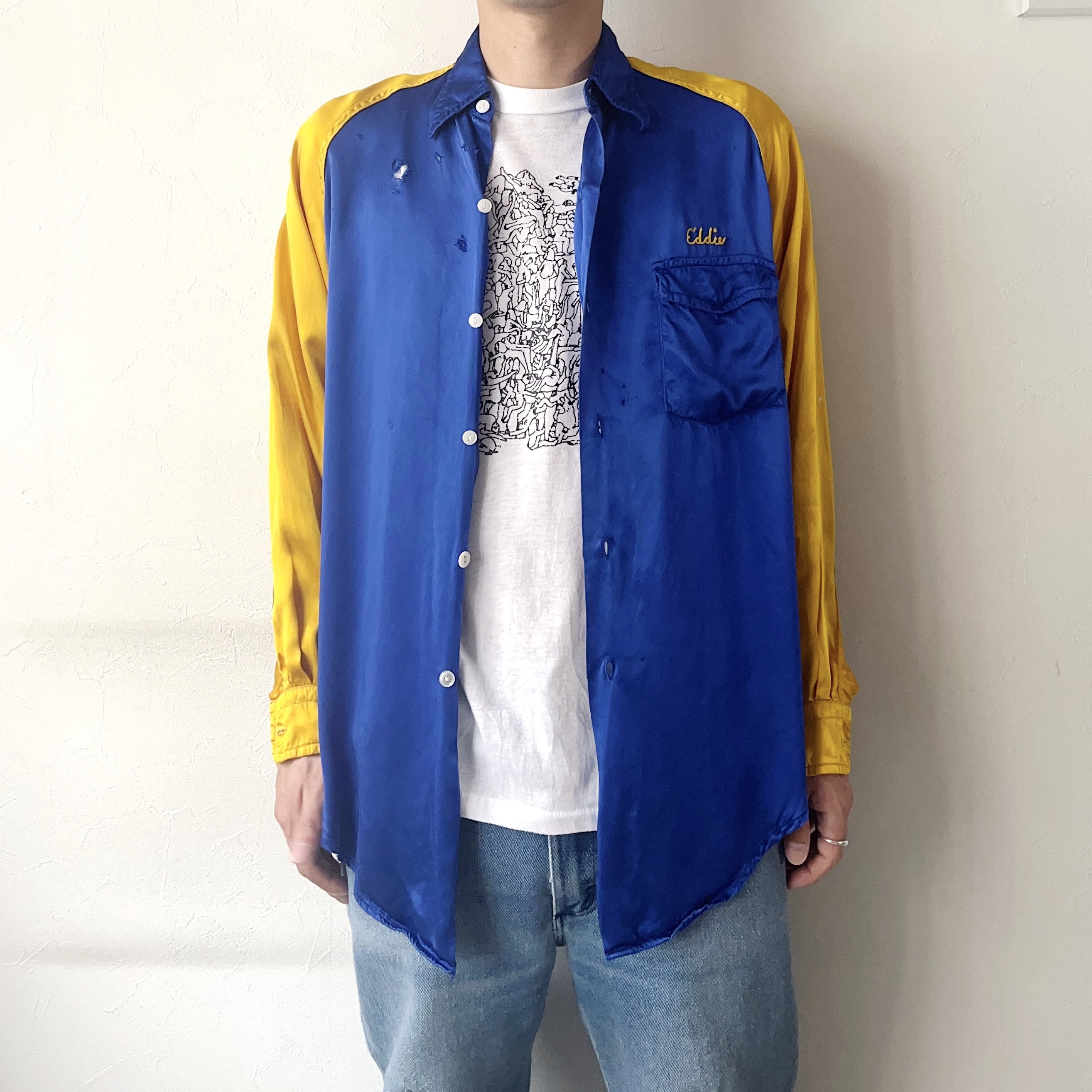 Vintage 50～60's "The K C S Co."Grunge Satin Shirt の画像 3