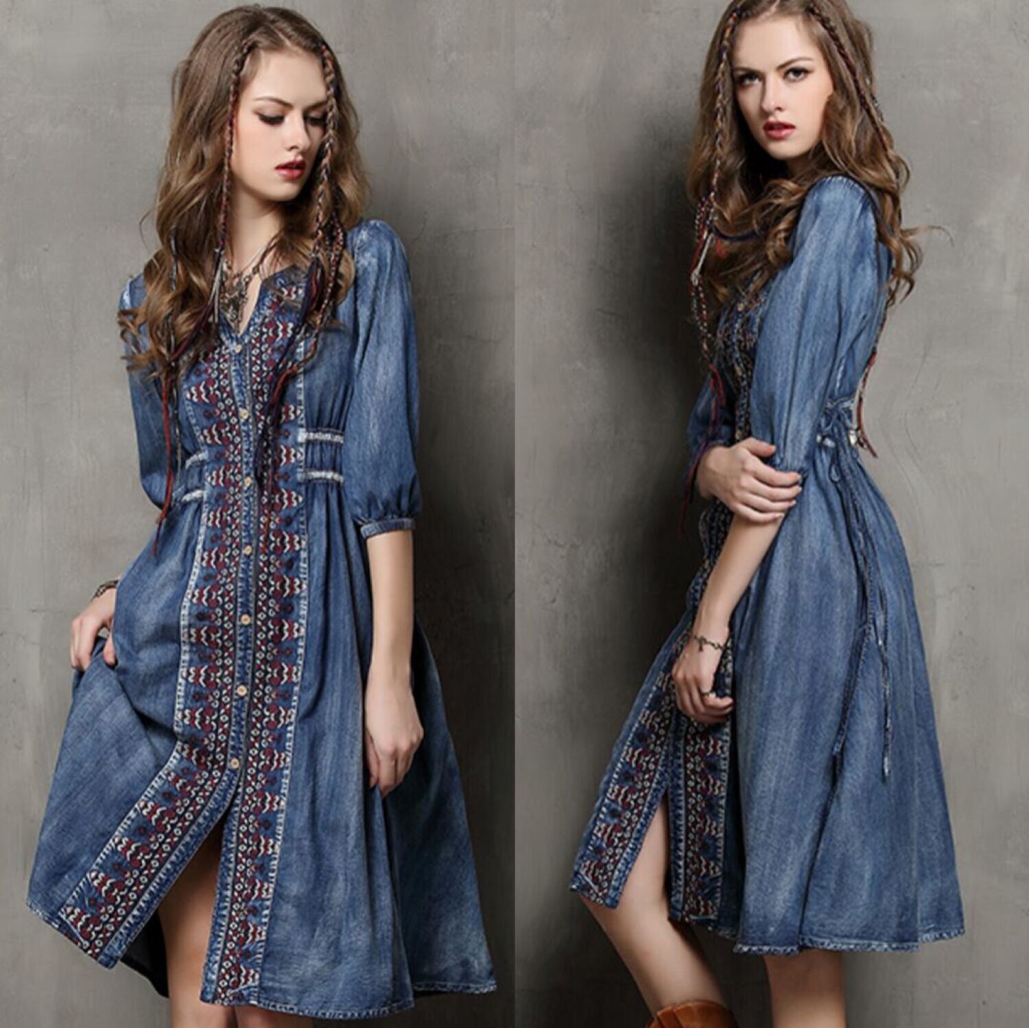 七分袖 ボヘミアン レディースワンピース サロペット ロンパース レディース パンツ キャミ ドレス きれいめ デニム 体系カバー 大きいサイズ Ladys Paradise