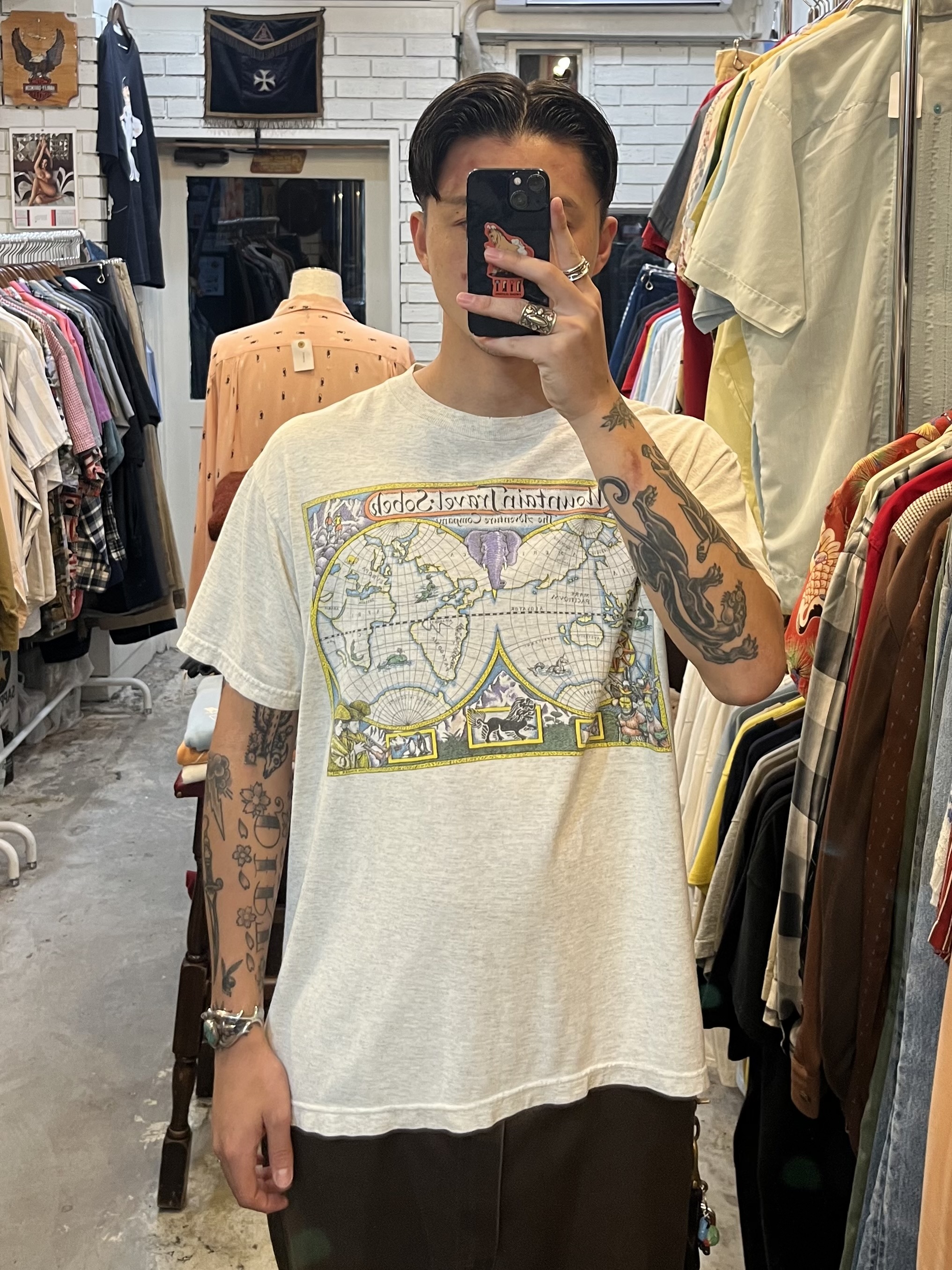 90’s 世界地図Tシャツ グレー アメリカ製 の画像 3