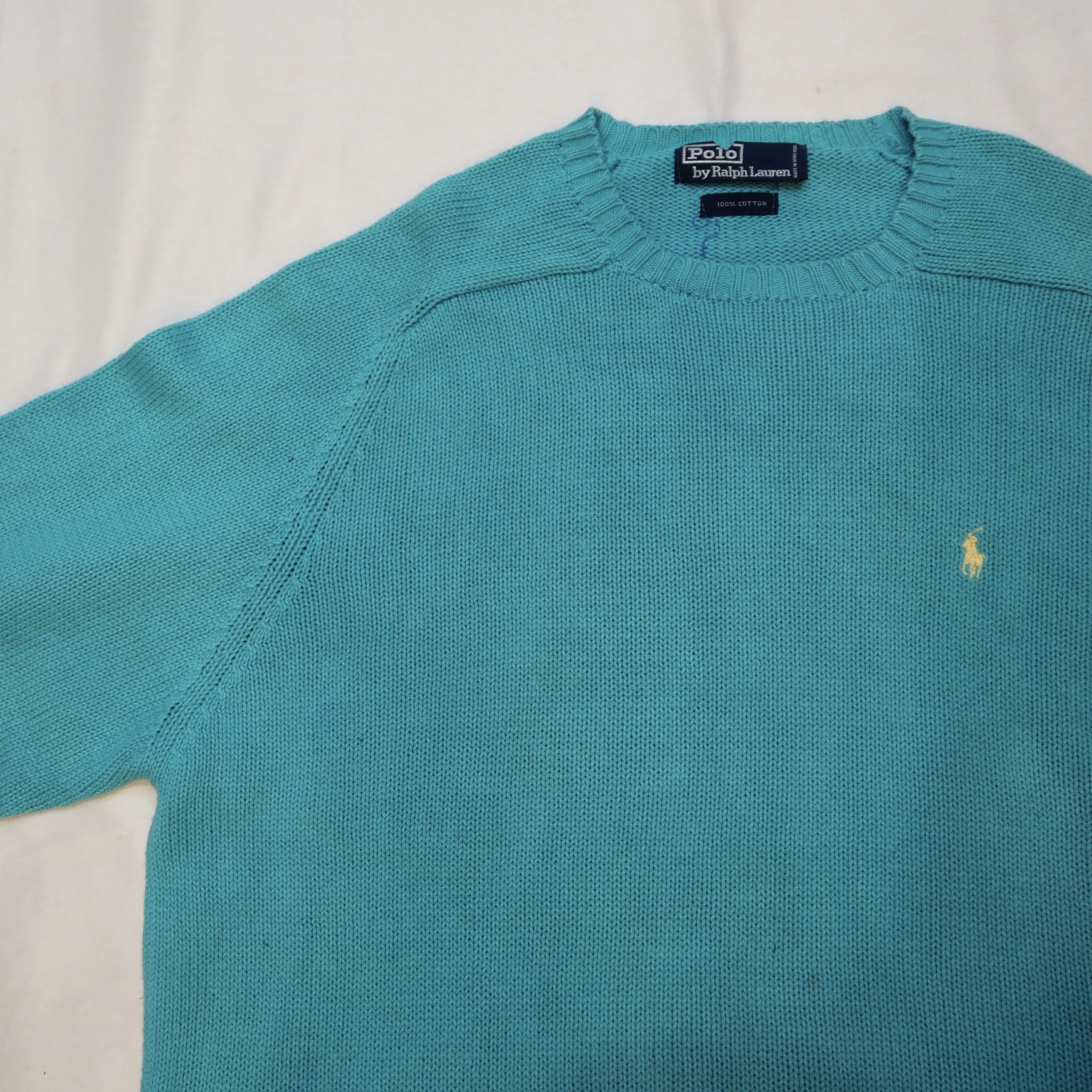 90’s Ralph Lauren コットンニット ティファニーブルー の画像 2