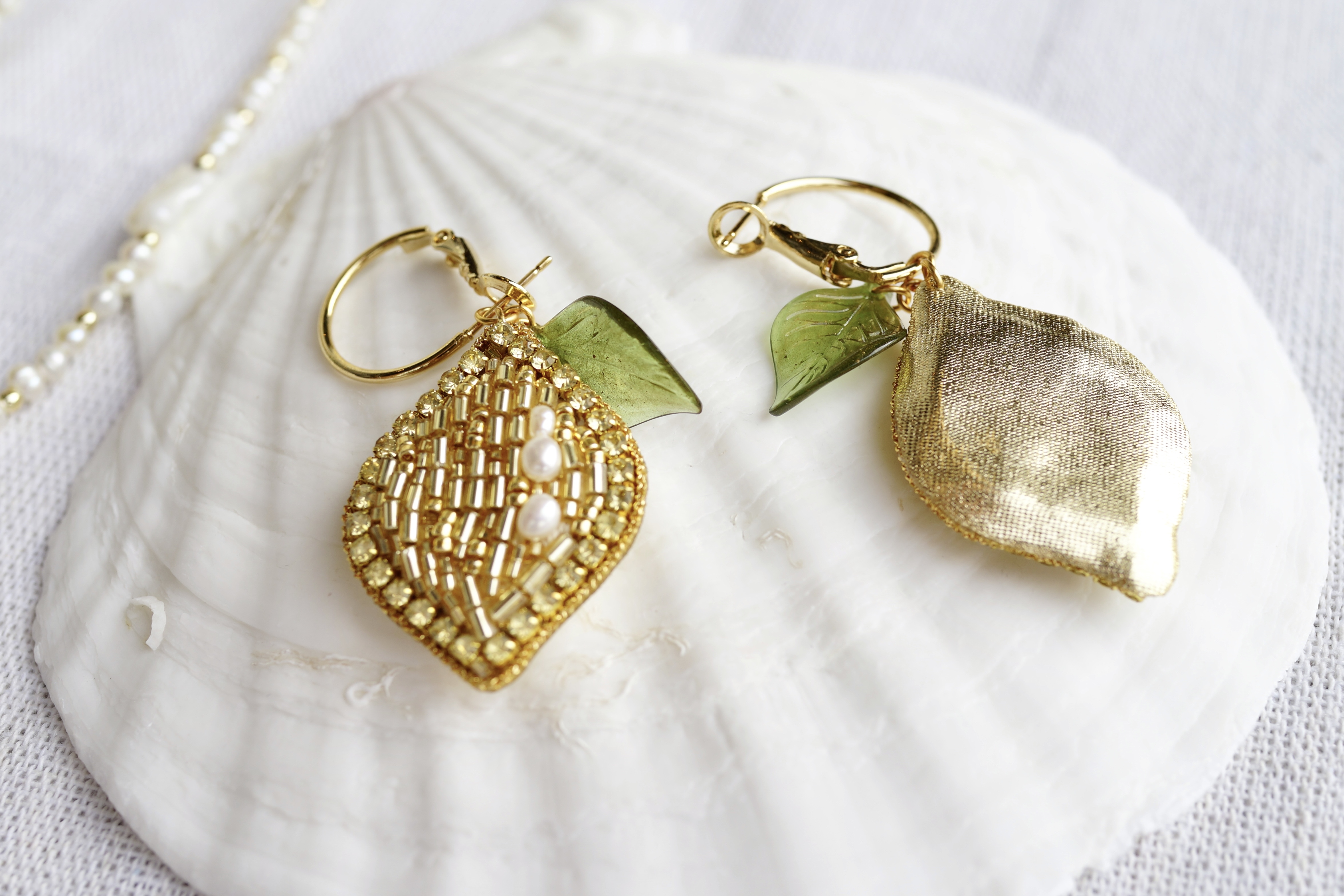 【刺繍ジュエリー】Lemon! ▽注文時に、ピアス/イヤリングお選びいただけます。