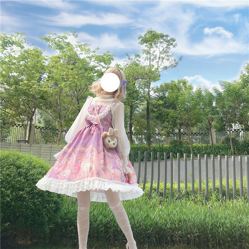 Lolita JSK Dress 4色 ロリータ キャミワンピース ジャンパースカート ロリータファッション コスチューム お茶会 写真撮影