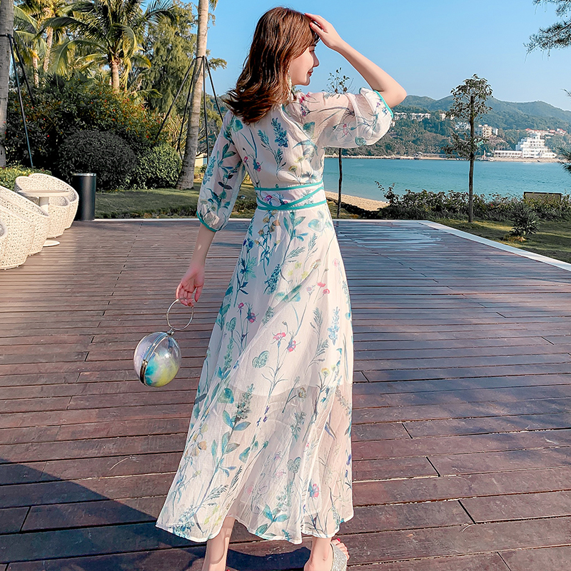 大人気 ワンピース ロング丈 シフォン 花柄 清新 涼しい 海旅行 オシャレ 気質アップ 大注目 S M L Ll Dresszone 大人気 ワンピース ロング丈 シフォン 花柄 清新 涼しい 海旅行 オシャレ 気質アップ 大注目 S M L Ll Dresszone