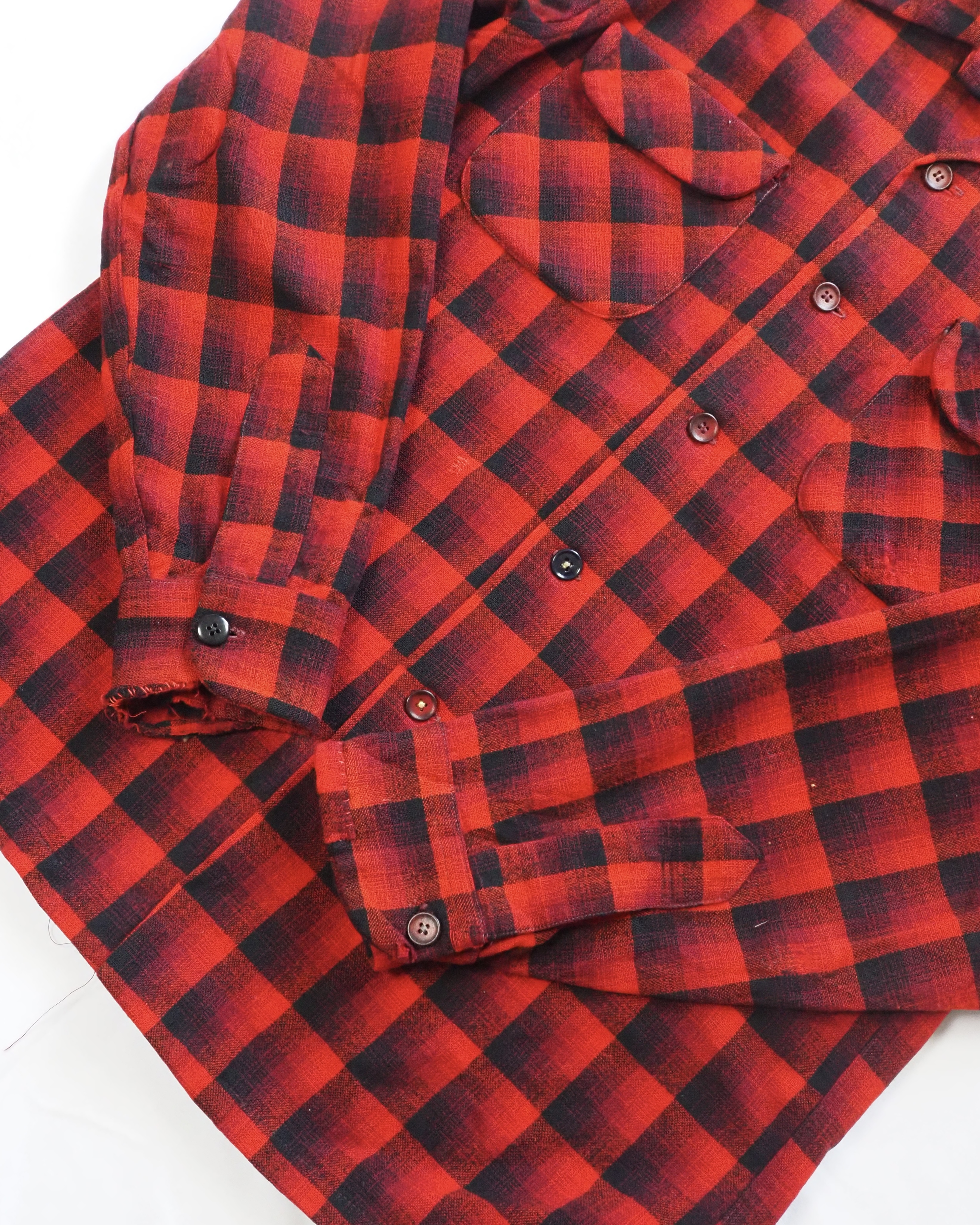 【VCM入荷】50’s Pendleton ウールシャツ オンブレチェック レッド×ブラック の画像 6