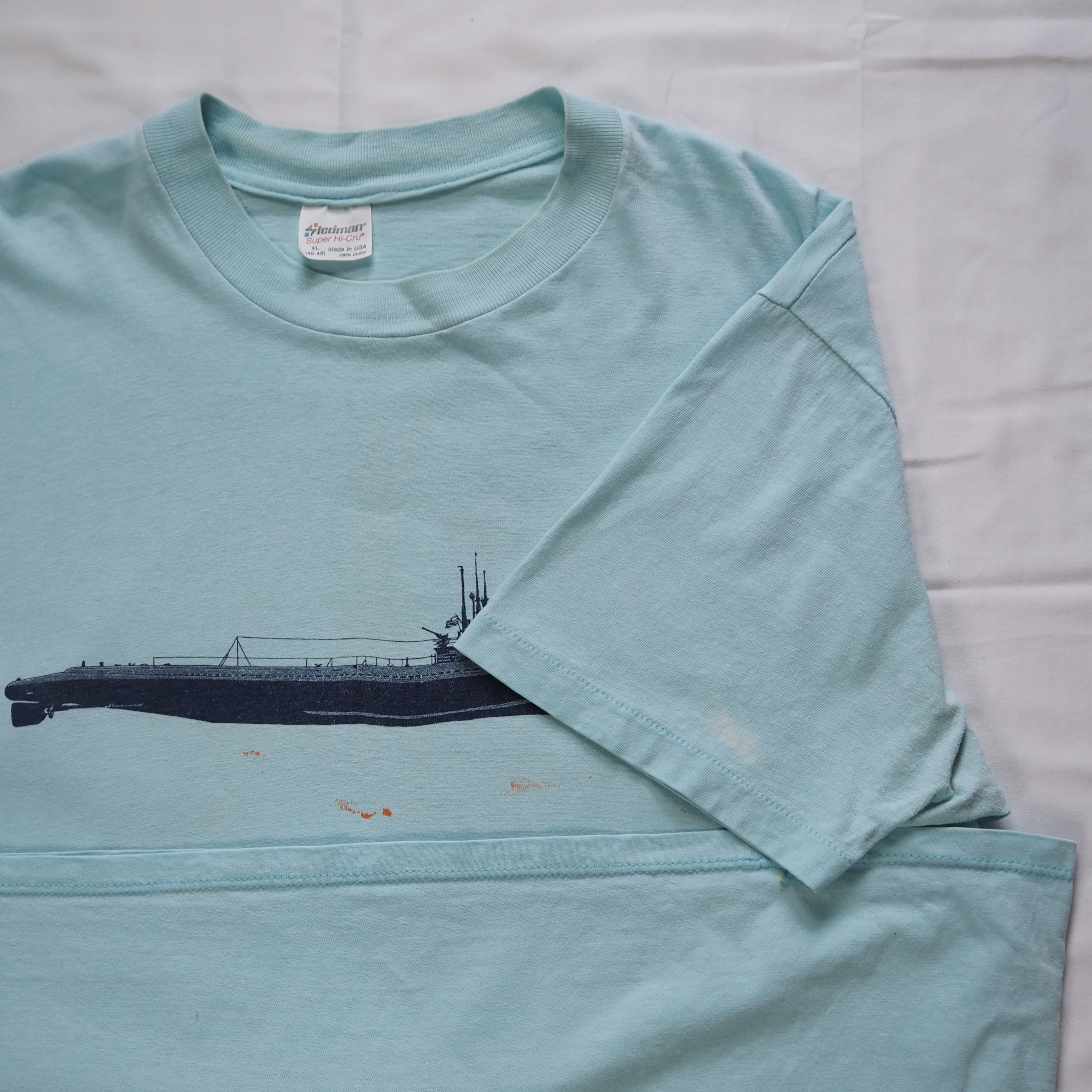 80’s-90’s Stedman ミリタリーTシャツ XL 真珠湾 両面プリント の画像 13