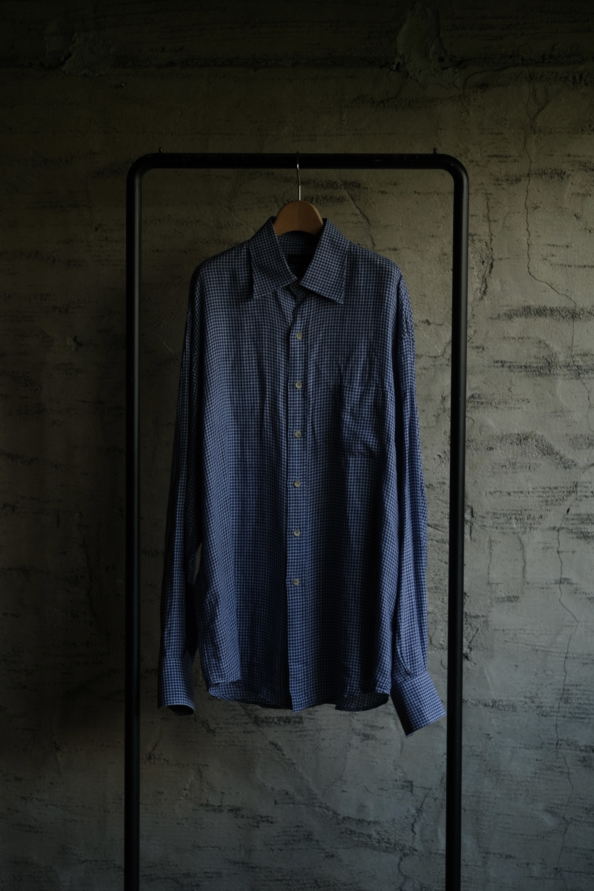 Utah/"BARNEYS NEWYORK" gingham check linen shirt