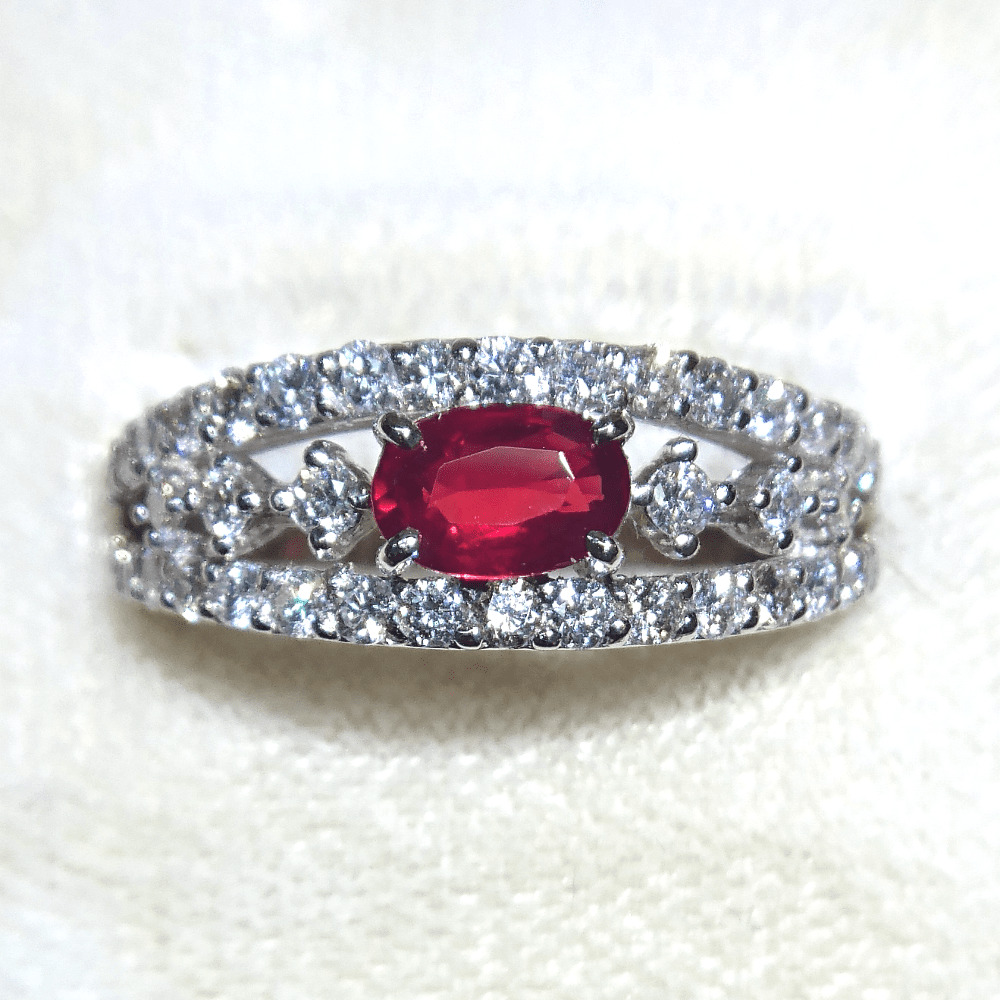 非加熱ピジョンブラッド ルビー ダイヤモンドリング Pt950 No Heat Pigeon S Blood Ruby Diamond Ring No R0014 Retrogem 非加熱ピジョンブラッド ルビー ダイヤモンドリング Pt950 No Heat Pigeon S Blood Ruby Diamond Ring No R0014 Retrogem