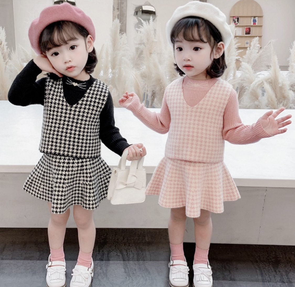 子供服 キッズ服 女の子 トップス ベスト スカート 3点セット 80cm 130cm おしゃれな韓国プチプラ子供服ショップ 55neiro