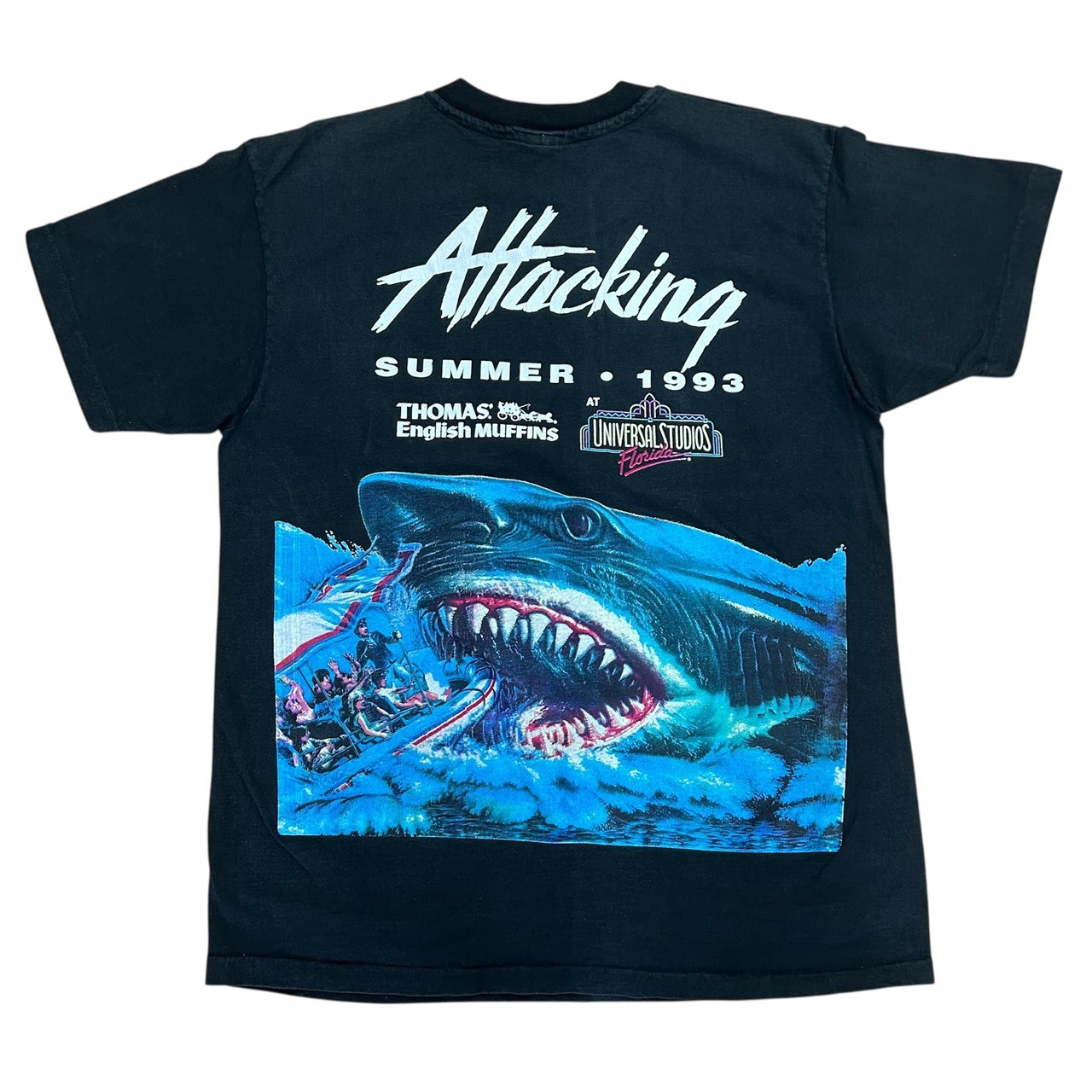JAWS Shark Graphic T-Shirt Black  Vintage Style Movie Fits XL の画像 2