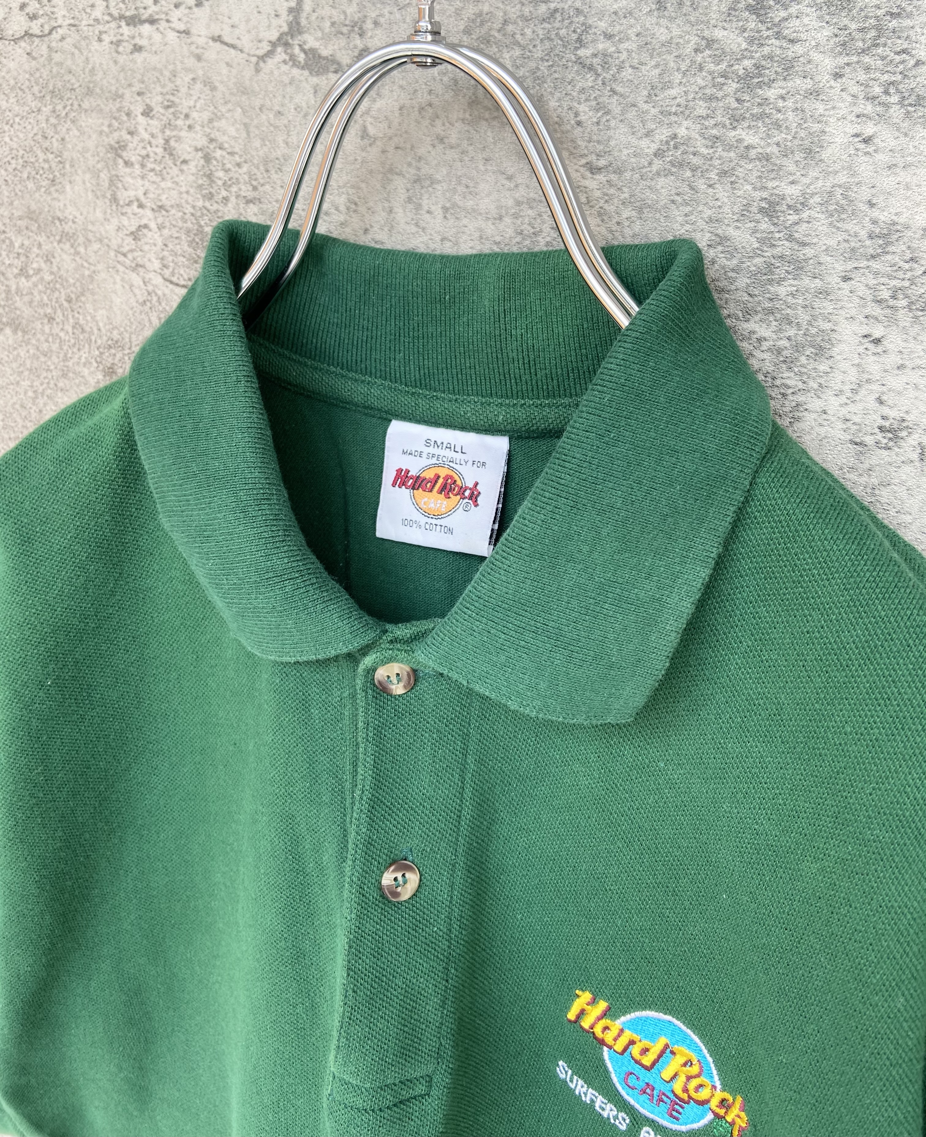 Hard Rock Cafe ハードロックカフェ 刺繍ロゴ ポロシャツ 緑 グリーン らくふる古着 リユース リメイク専門のオンライン古着shop