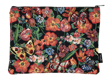 Nathalie Leteナタリーレテ フラットポーチ Butterfly Flower De Cor