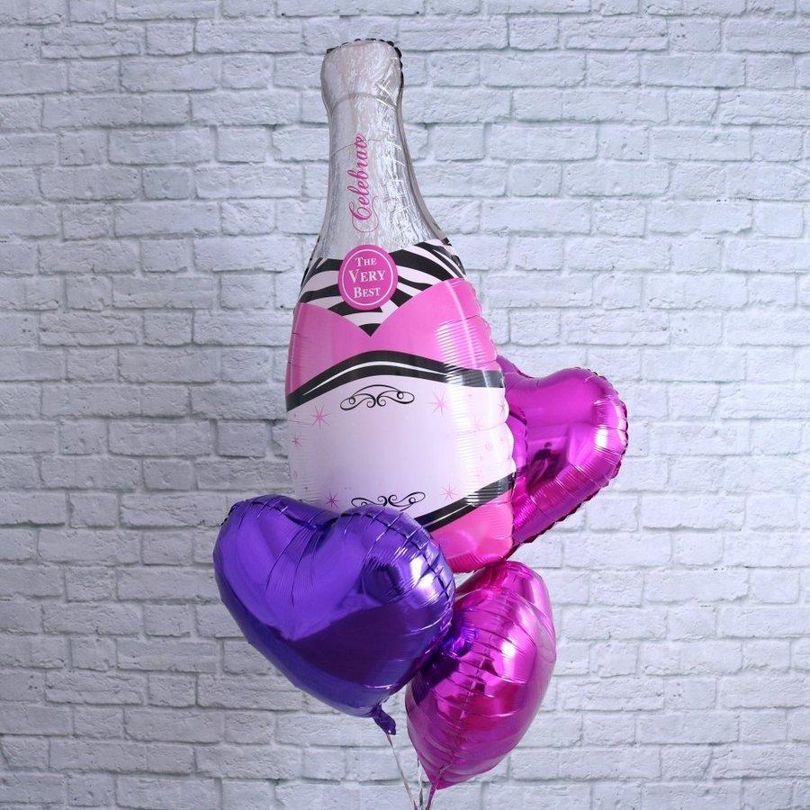 シャンパンボトル バルーン 開店祝い 風船 ピンク ビッグ 80cm超 結婚式 披露宴 二次会 誕生日 乾杯 お祝い 出産 記念撮影