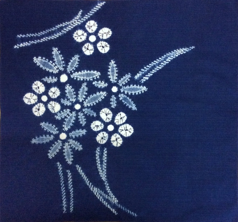 風呂敷 花 51 54cm 世田谷 正藍染 紺屋 風呂敷 花 51 54cm 世田谷 正藍染 紺屋