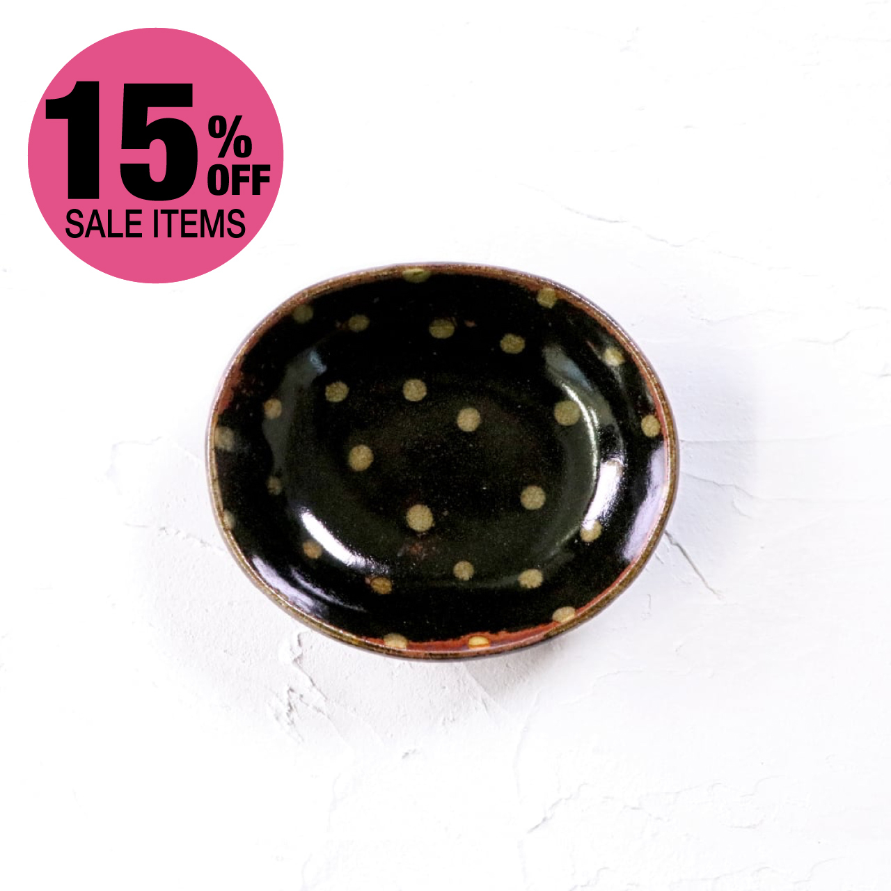 齊藤十郎／スリップウェア 楕円小皿 15cm×13cm 水玉サムネイル画像