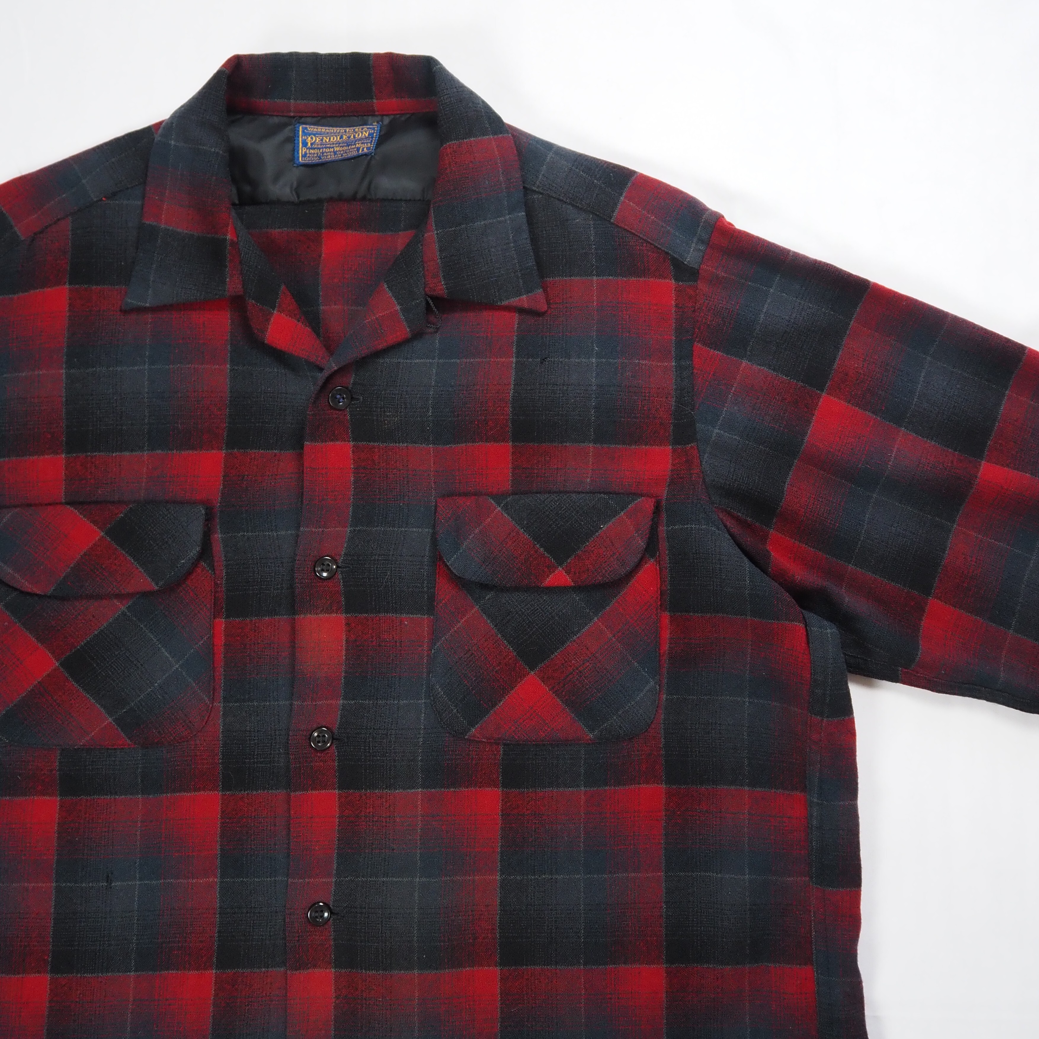 【9/23 20:00入荷】50's Pendleton ウールシャツ Lサイズ ブラック×レッド の画像 4