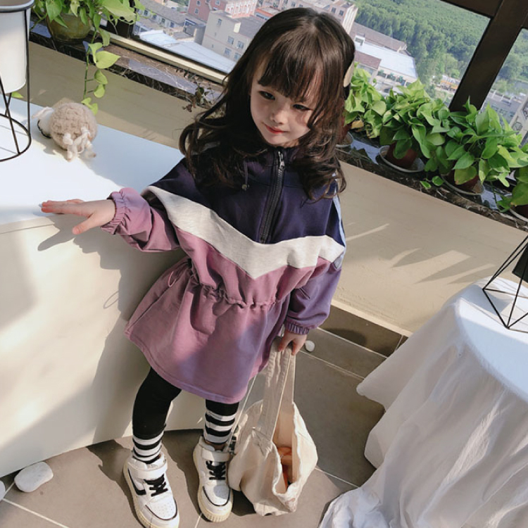 90 130 ワンピース ジップ パーカ 女の子 ジャージ ゆったり 韓国子供服 Q Toworld キュートワールド 子供服 メール便は何点でも送料の合計は280円