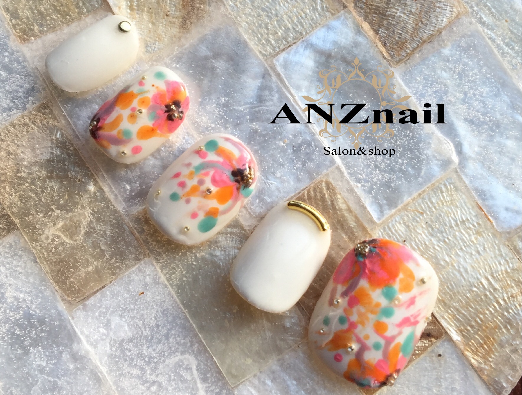 2019春夏トレンドカラー使いのタイダイフラワーデザイン 定形外郵便送料無料中 Anznailshopnailtipdeco