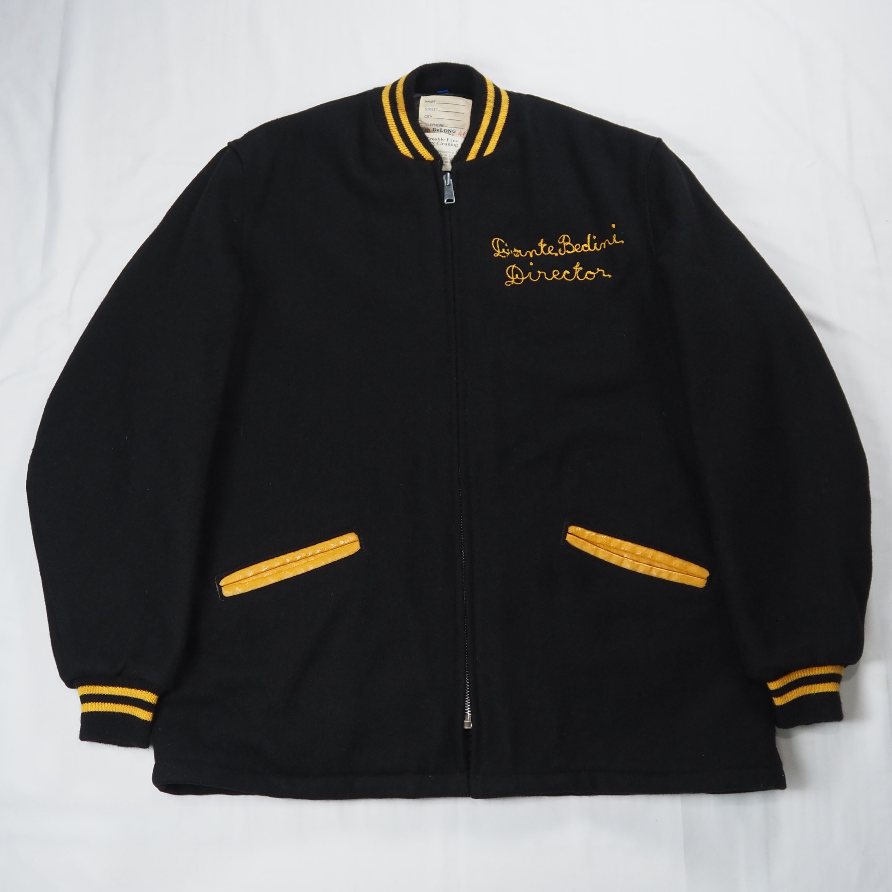 【9/19(土) 入荷商品】60's ウールジャケット チェーンステッチ ブラック×イエロー サイズ46 の画像 7