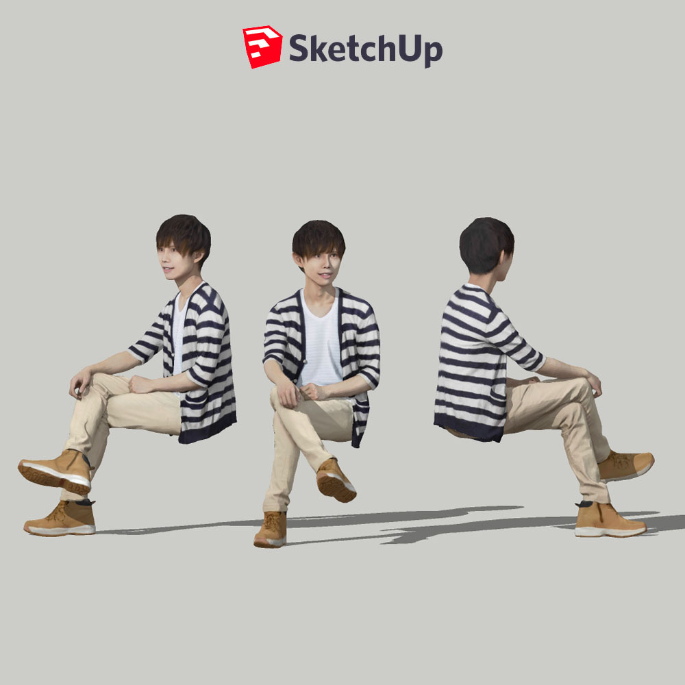 SketchUp素材 3D人物モデル ( Posed ) 035_Toru - 画像1