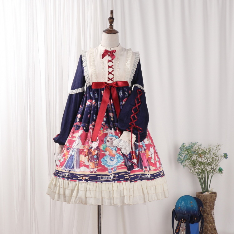 ロリータ メルヘン うさぎ柄 ウエストリボン フリルワンピース 全3色 ろりーた ワンピース 個性的 ワンピース Joliefille ロリータ メルヘン うさぎ柄 ウエストリボン フリルワンピース 全3色 ろりーた ワンピース 個性的 ワンピース Joliefille