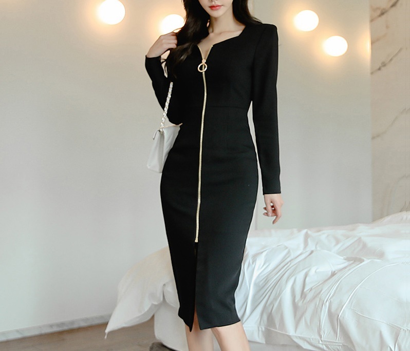 ジッパータイトワンピース ブラック Mitoreru