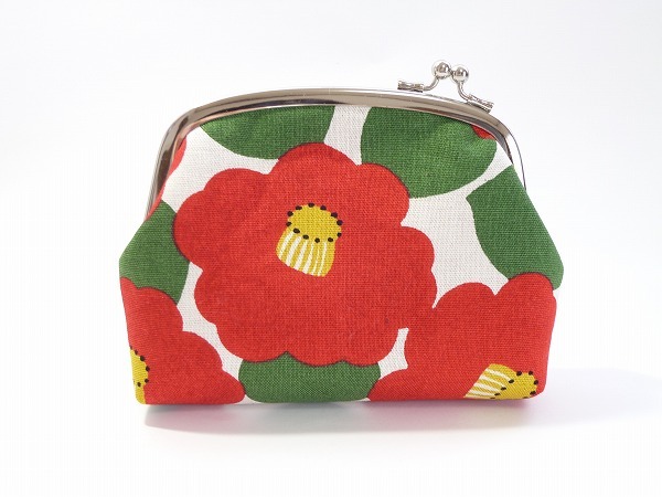 がま口ポーチ 椿 ツバキ 花柄 和柄 G663 がま口屋さんchocho 手づくりのがま口のお店