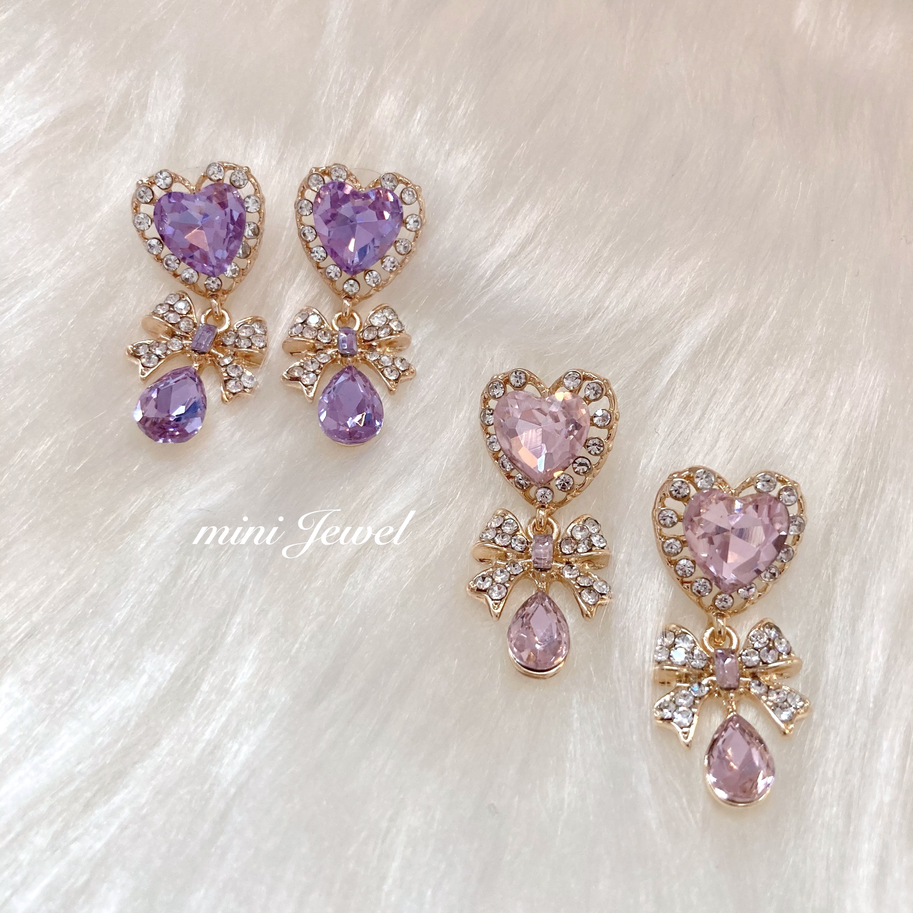 リボンハートピアス Minijewel