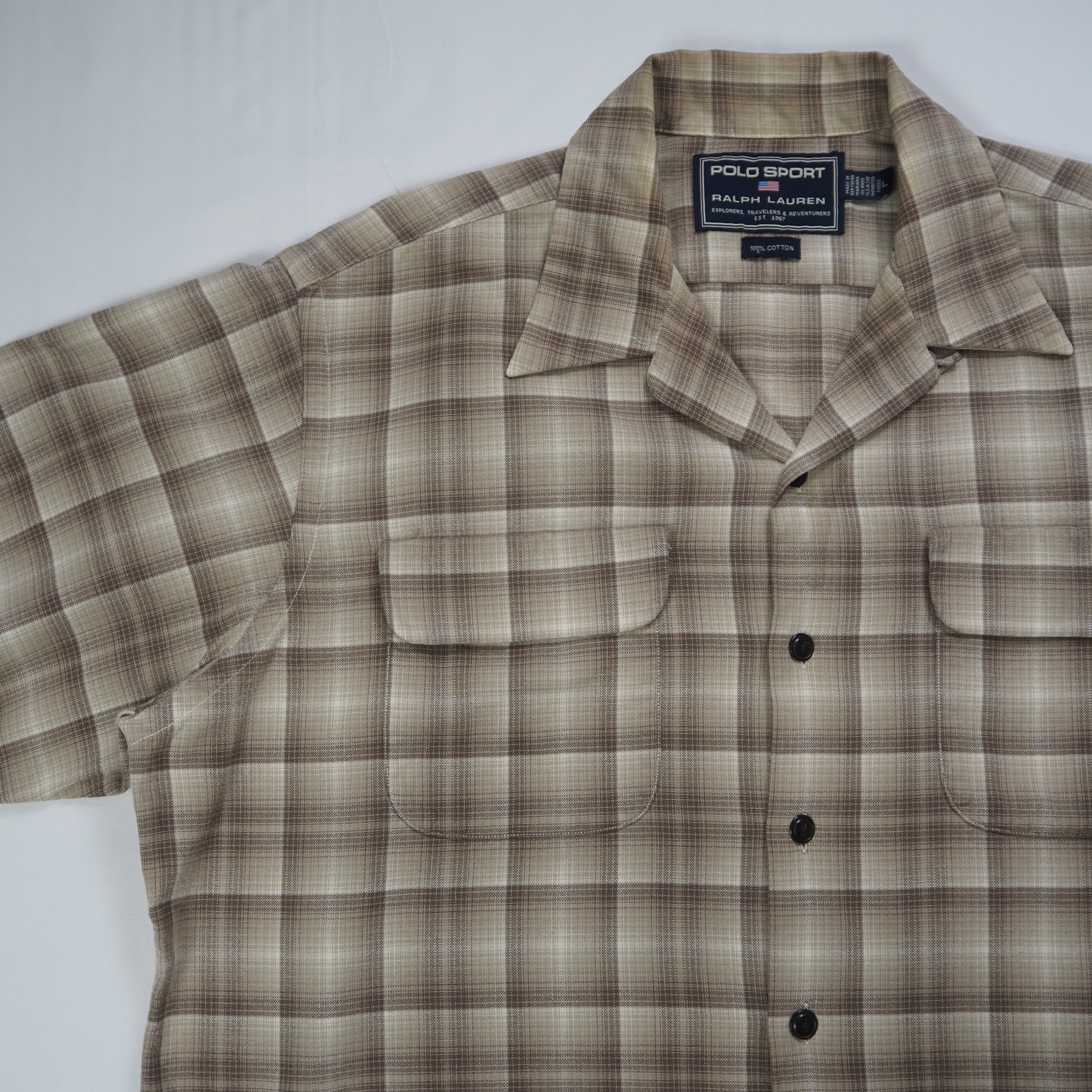 【9/23 20:00入荷】90's POLO Sports シャツ オンブレ ブラウン Lサイズ の画像 4
