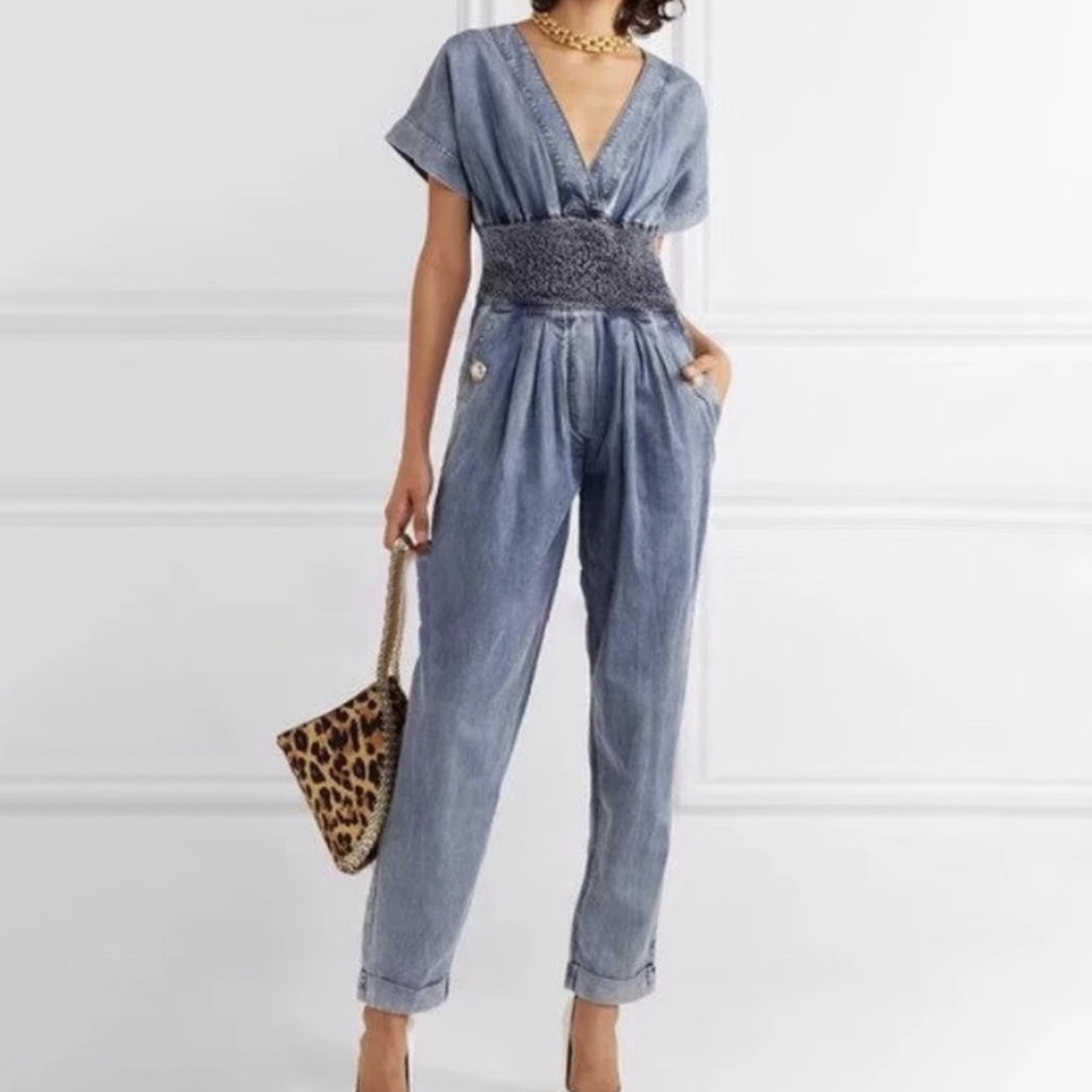 デニム ロンパース バックファスナー ポケット付き 9style デニム ロンパース バックファスナー ポケット付き 9style