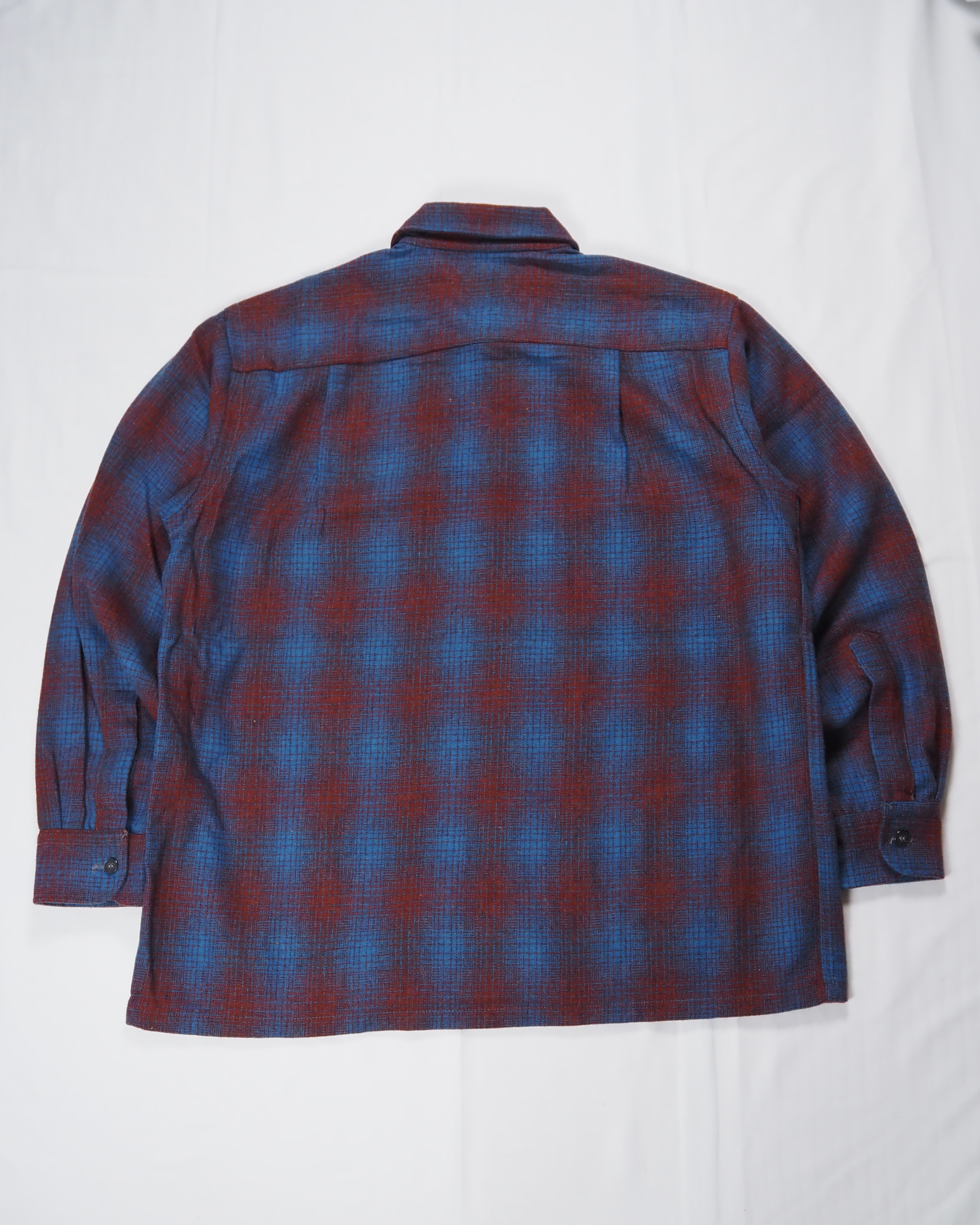 【VCM入荷】70’s Towncraft ウールシャツ レッド×ブルー オンブレ の画像 12