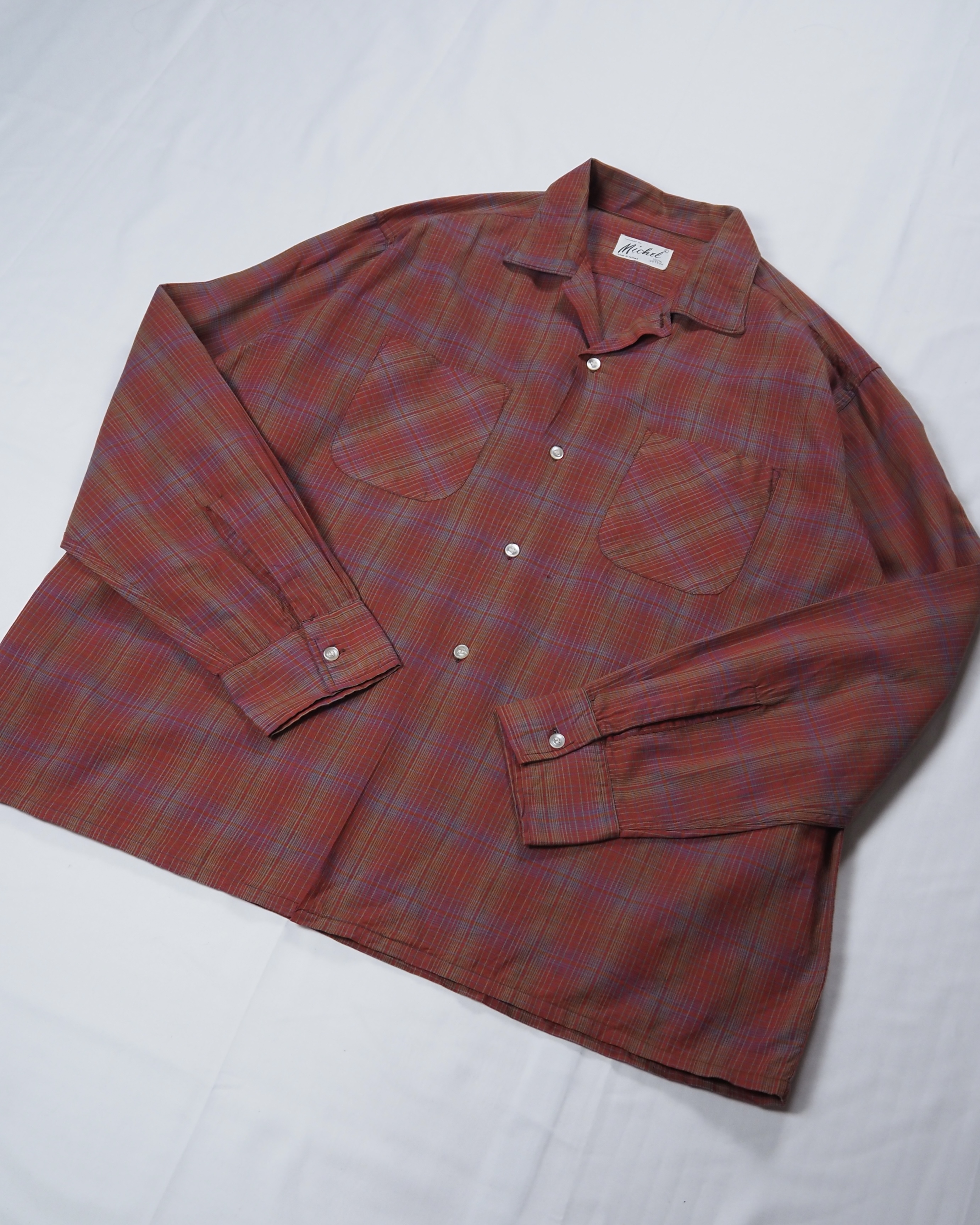 60’s Michel コットンシャツ レッド の画像 5