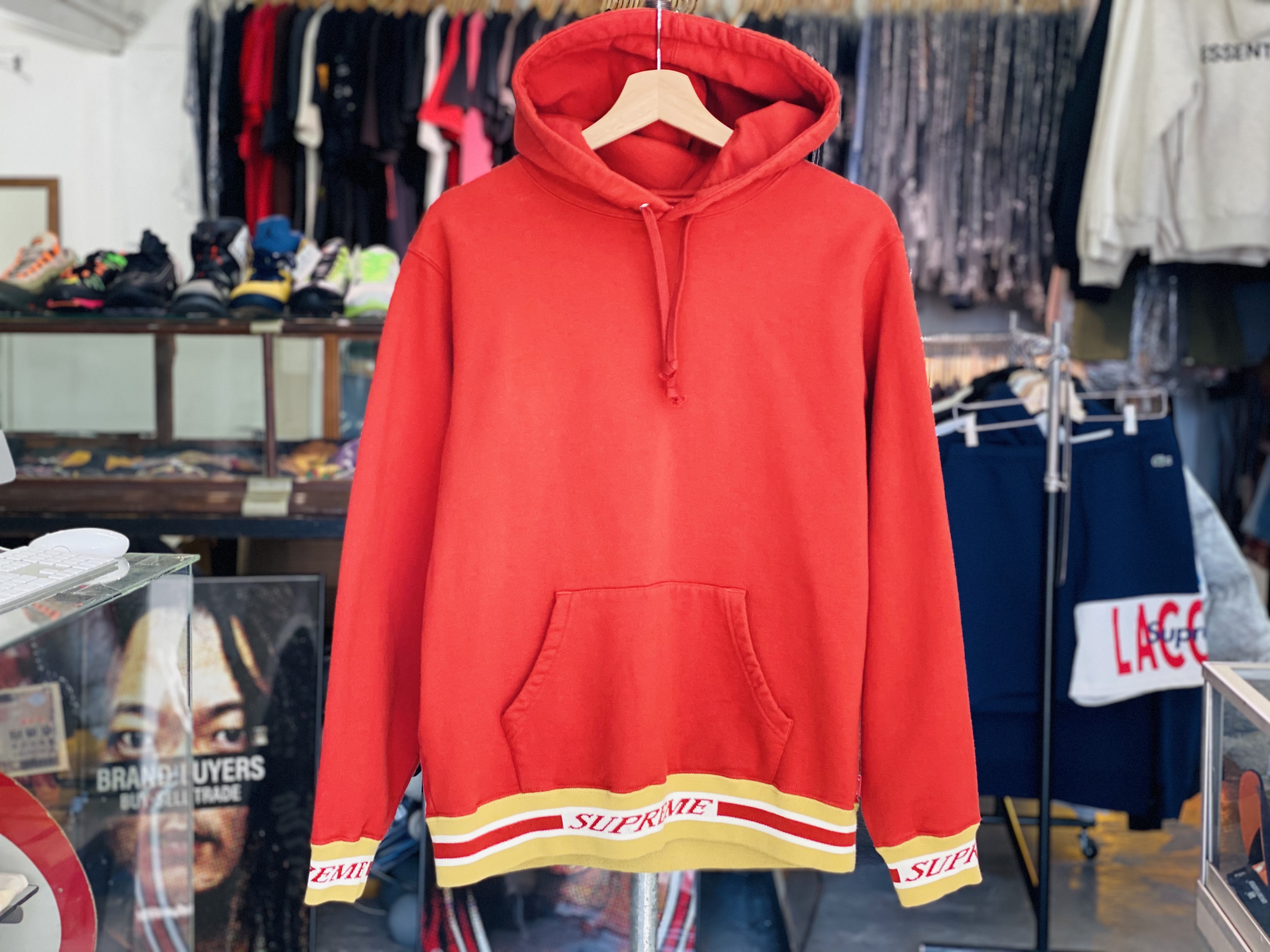 striped rib hooded sweatshirt supreme
