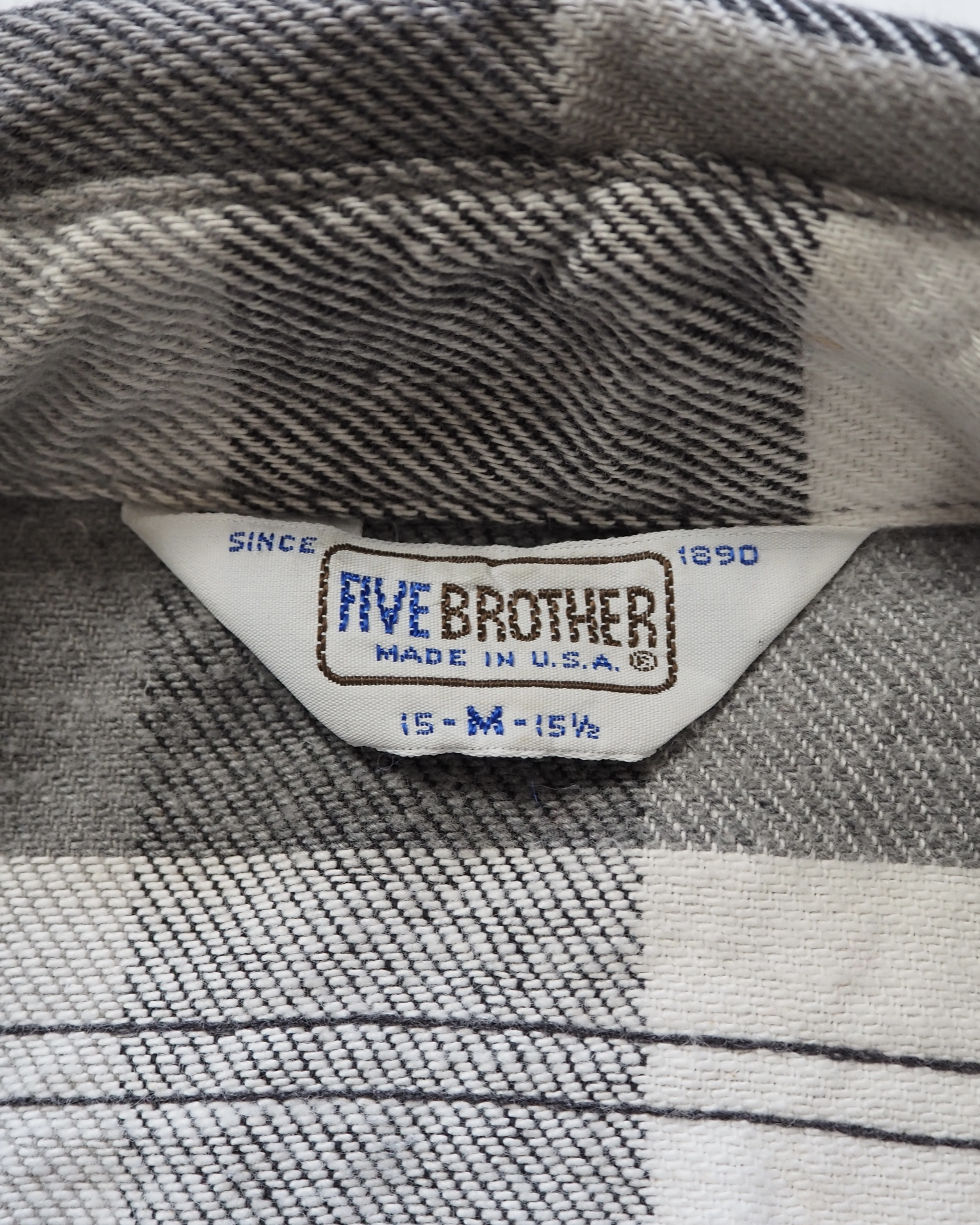 【5/6(水) 20:00入荷】70’s-80’s Fivebrother ヘヴィネル ブラック×ホワイト×グレー Mサイズ の画像 9