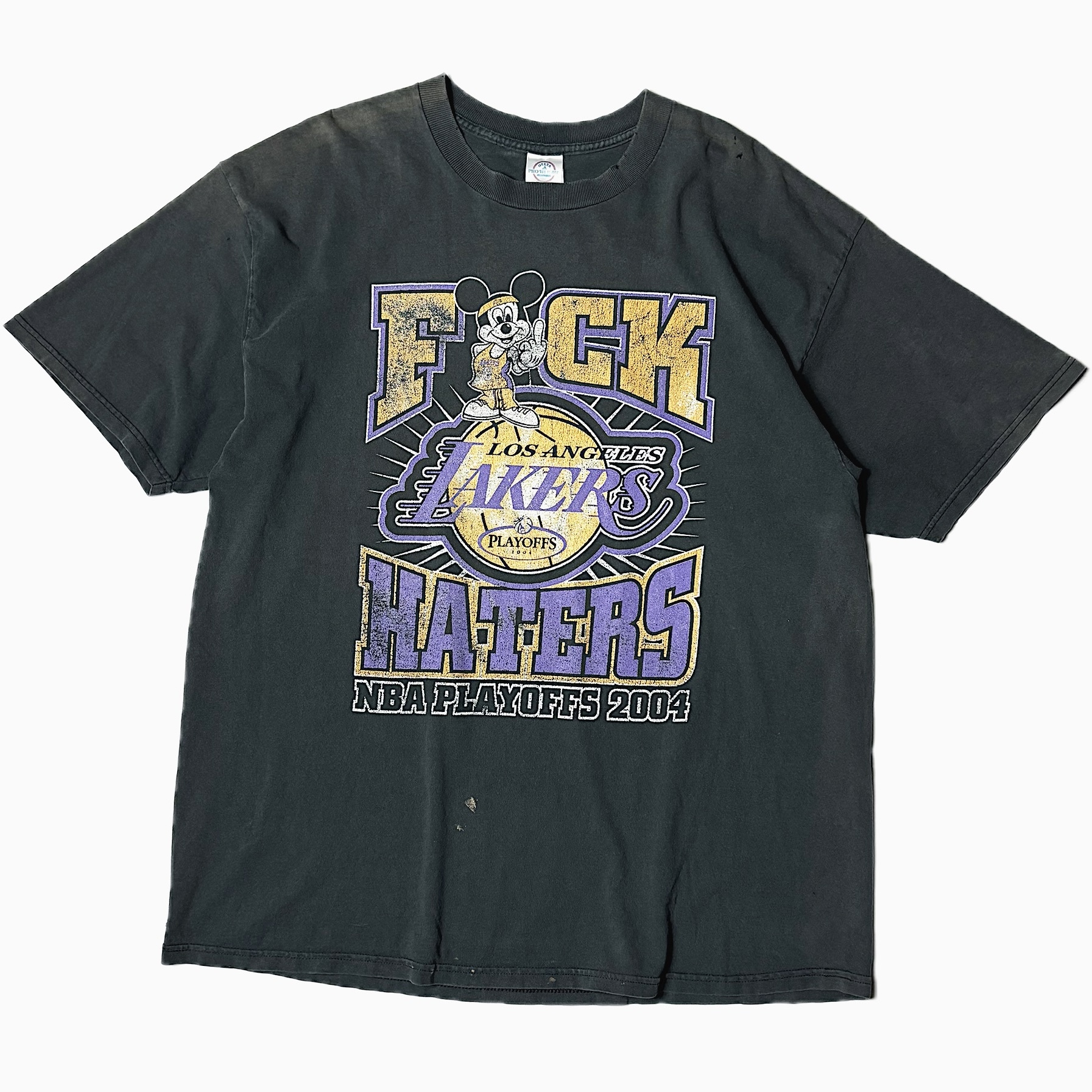 Y2K【DELTA】"FUCK LAKERS HATERS" Faded T-shirt の画像 2