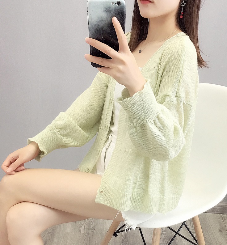 ショート丈 カーディガン レディース 韓国 オルチャン ファッション 春服 夏服 レディース 夏新作 トップス オルチャン 韓国 風 レディース ファッション きれいめ カジュアル 大人可愛い サマーカーディガン 薄手ニット ゆったり 長袖 パフスリーブ 無地 通勤 お出かけ