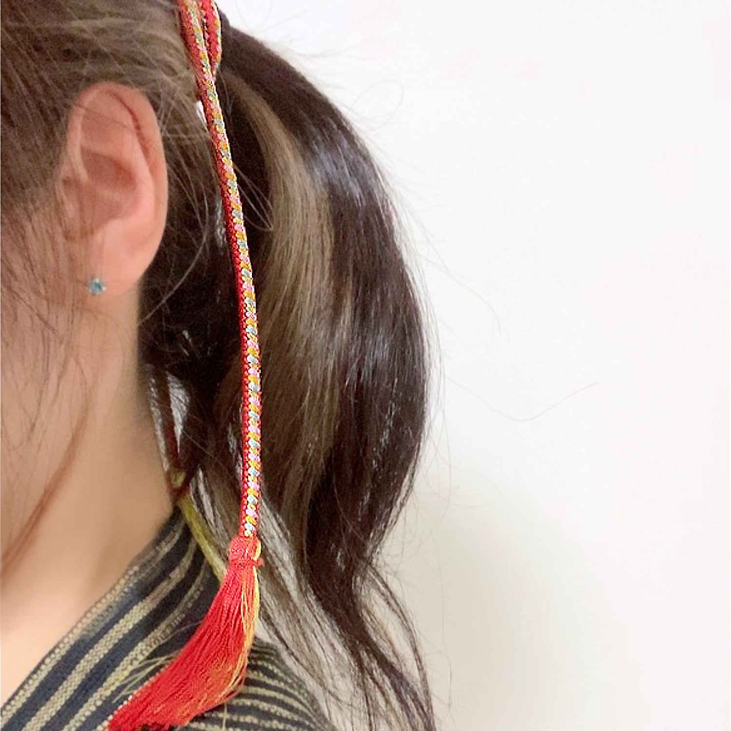 組紐 レッド 房付き飾り紐 Tabby S Code