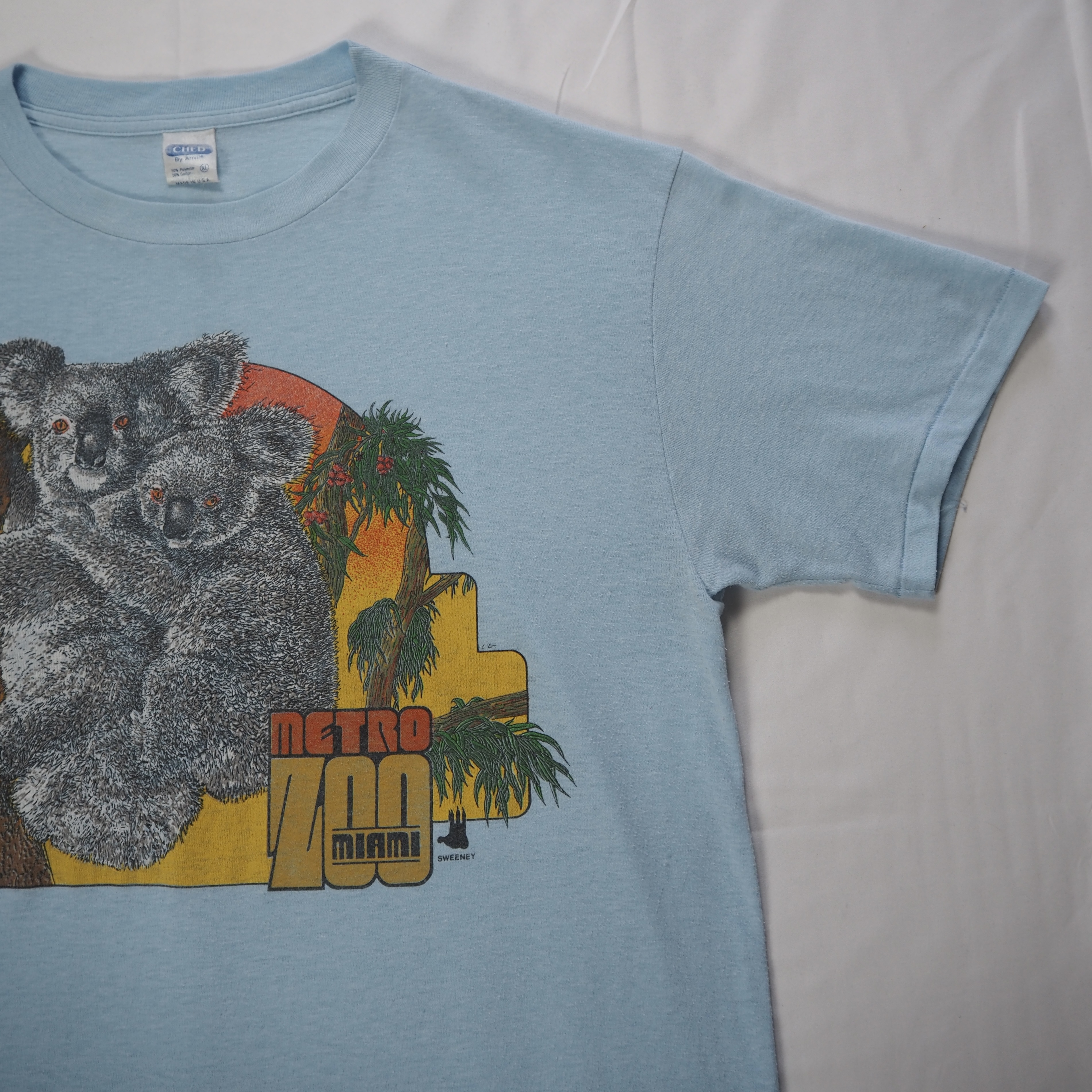 80’s Anvil スーベニアTシャツ コアラ 水色 の画像 4