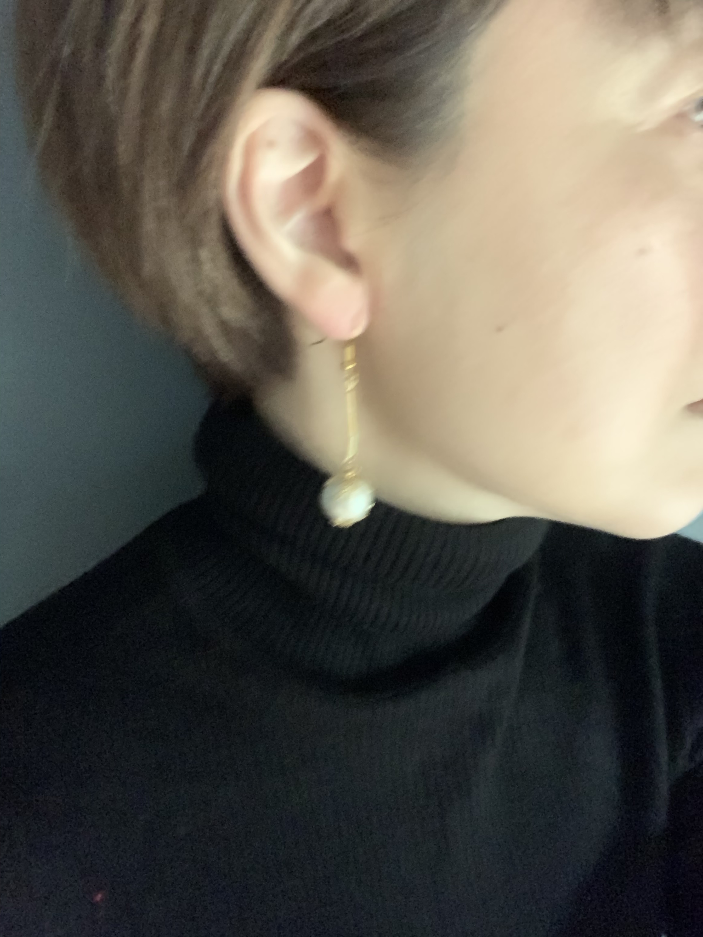 普段使いの大きめコットンパールピアス ハンドメイドアクセサリー Fave フェイブ