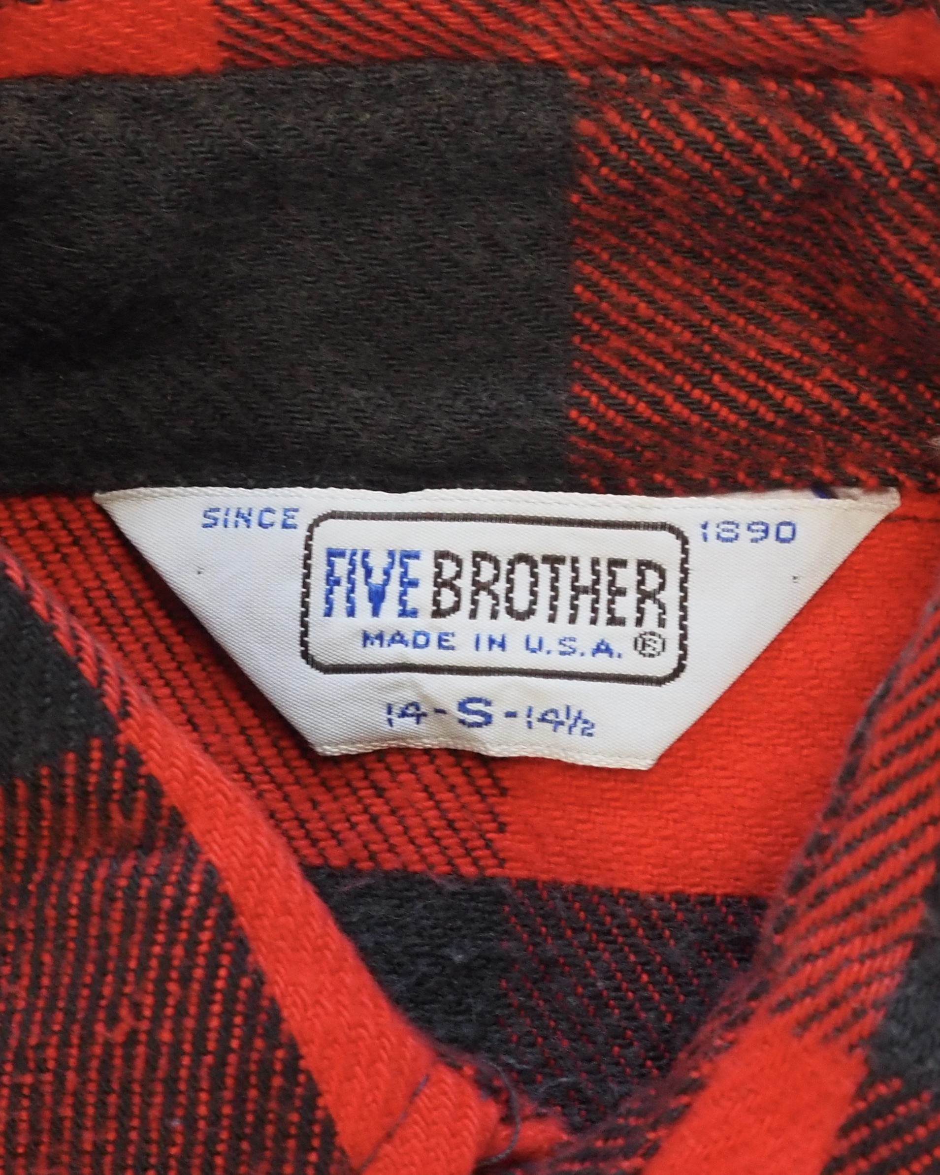 80’s Fivebrother ヘヴィフランネル ブロックチェック レッド×ブラック Sサイズ の画像 11