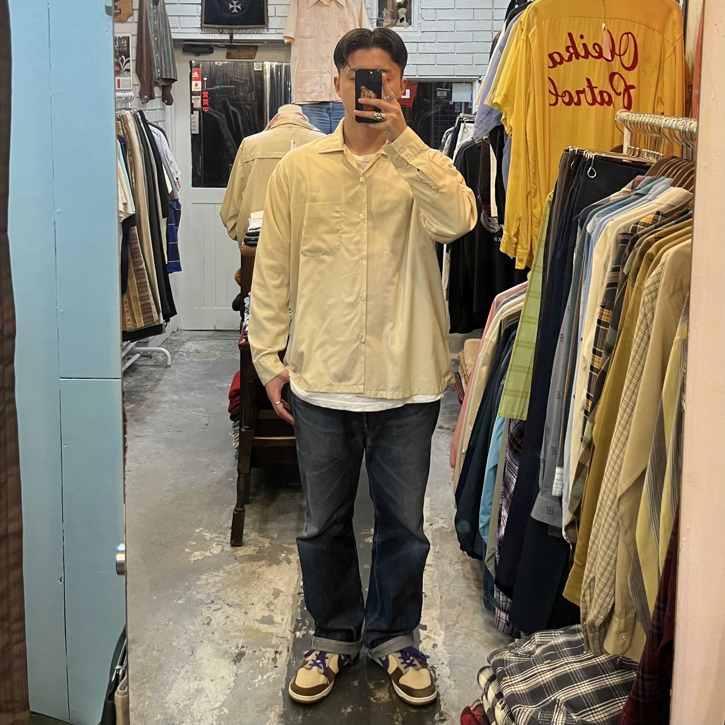60’s-70’s Brent ポリコットンシャツ 開襟ボックス Lサイズ の画像 2