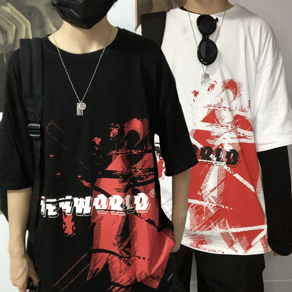 韓国ファッション Tシャツ ユニセックス Tシャツ 半袖 メンズ レディース イレギュラーペイント オーバーサイズ 大きいサイズ ルーズ ストリート