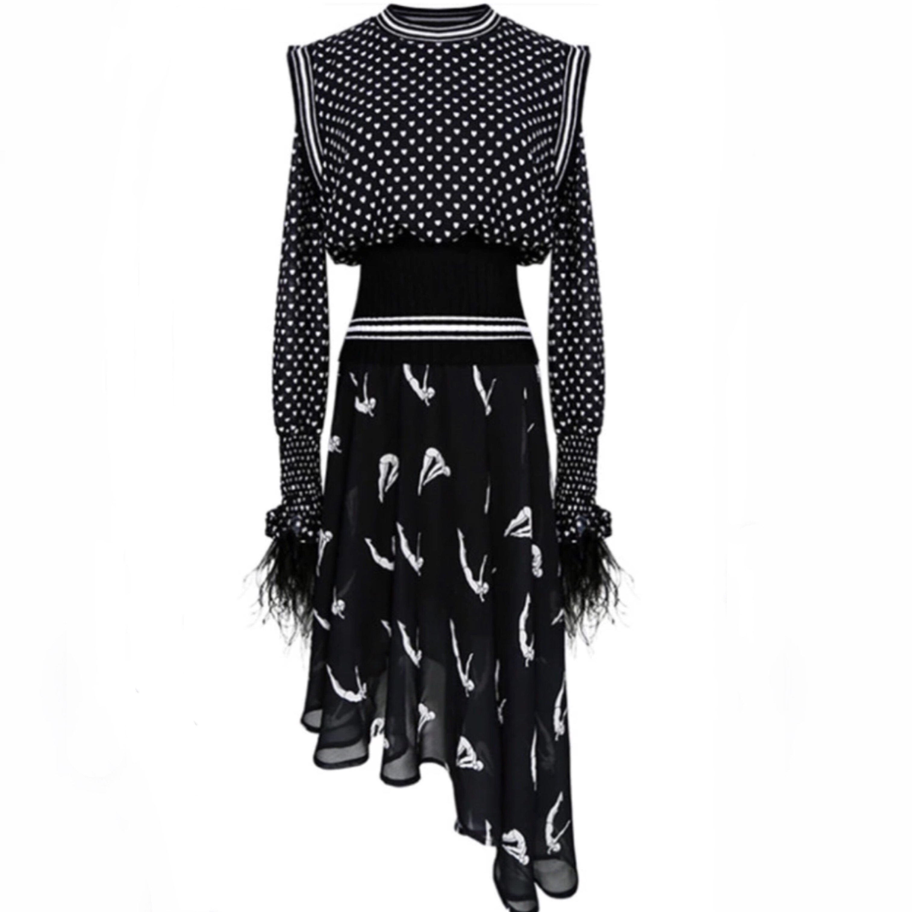 ハート形 ポルカドットのブラウスワンピース 9style