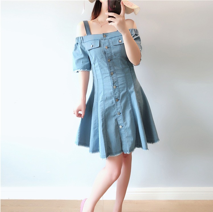 大きいサイズ レディース オフショルダーデニムワンピース 春夏 半袖 S 大きいサイズ 送料無料 レディース通販店 株 ｋｅｃｃｈi