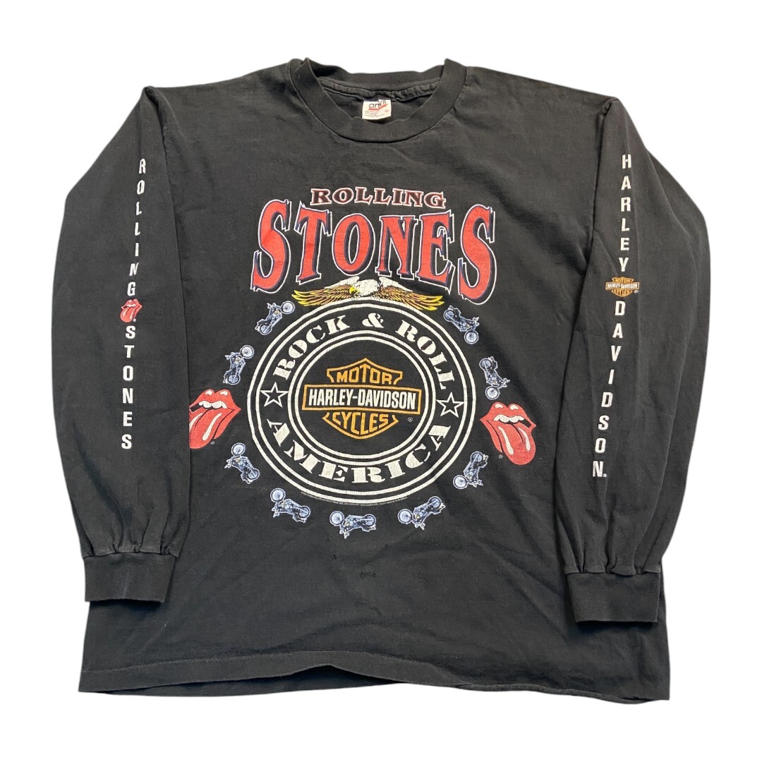【THE ROLLING STONES × Harley-Davidson】ザ・ローリング・ストーンズ × ハーレー 90’s VintageロンTシャツ L