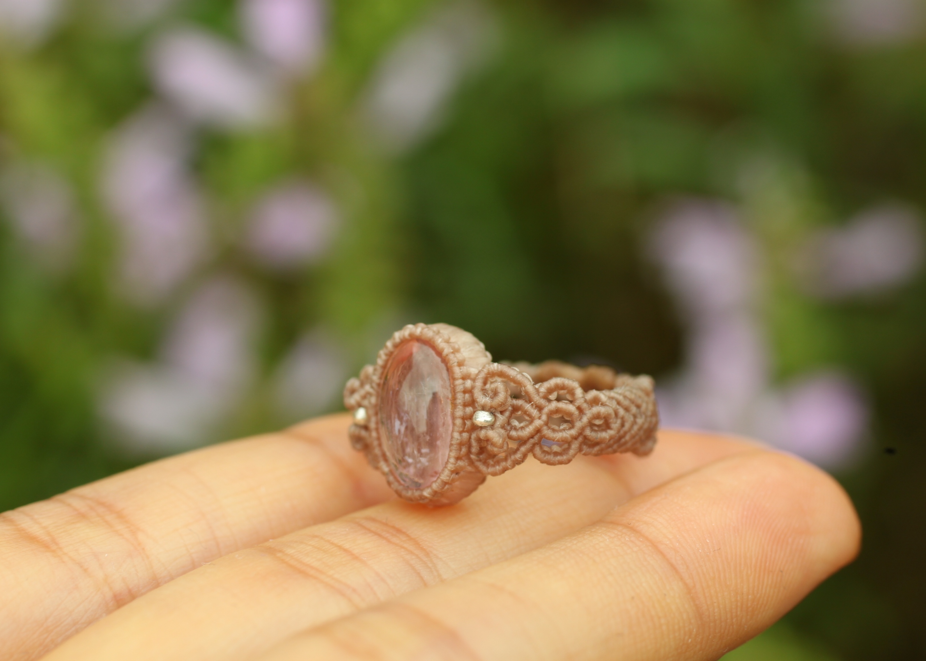 モルガナイト大 マクラメリング 13号 Yuji Handmade Creations モルガナイト大 マクラメリング 13号 Yuji Handmade Creations