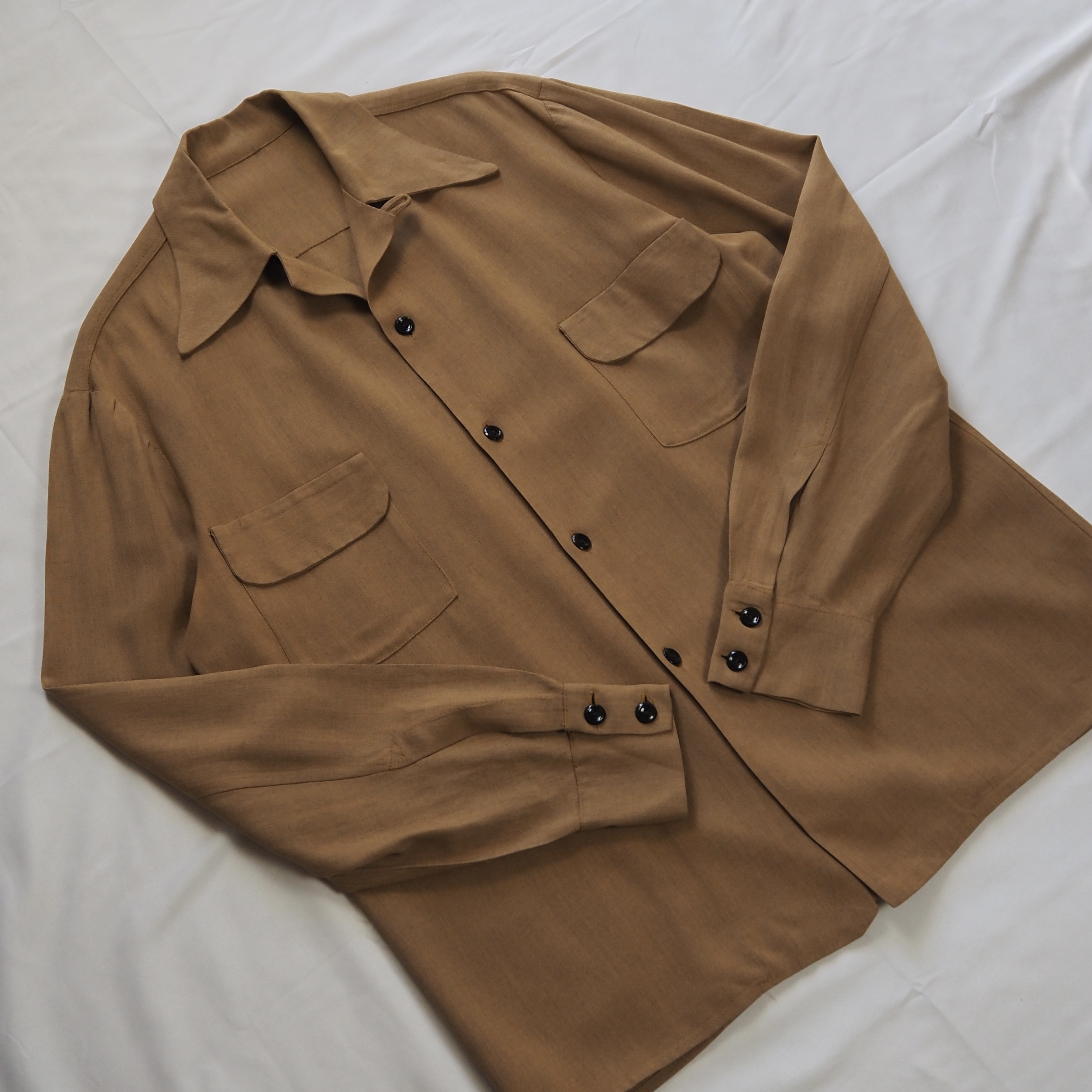 40’s-50’s レーヨンシャツ ブラウン の画像 3