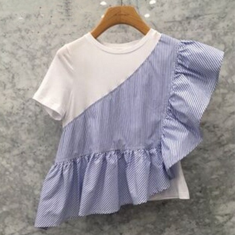 Tシャツ カットソー フリル ブルーストライプ アシンメトリー 半袖 春夏 女子会 通勤 通学 デート レディース 女性用 Tp0239 Colorful Closet おしゃれなトレンド海外レディースファッション通販 カラフルクローゼット Tシャツ カットソー フリル ブルーストライプ アシンメトリー 半袖 春夏 女子会 通勤 通学 デート レディース 女性用 Tp0239 Colorful Closet おしゃれなトレンド海外レディースファッション通販 カラフルクローゼット